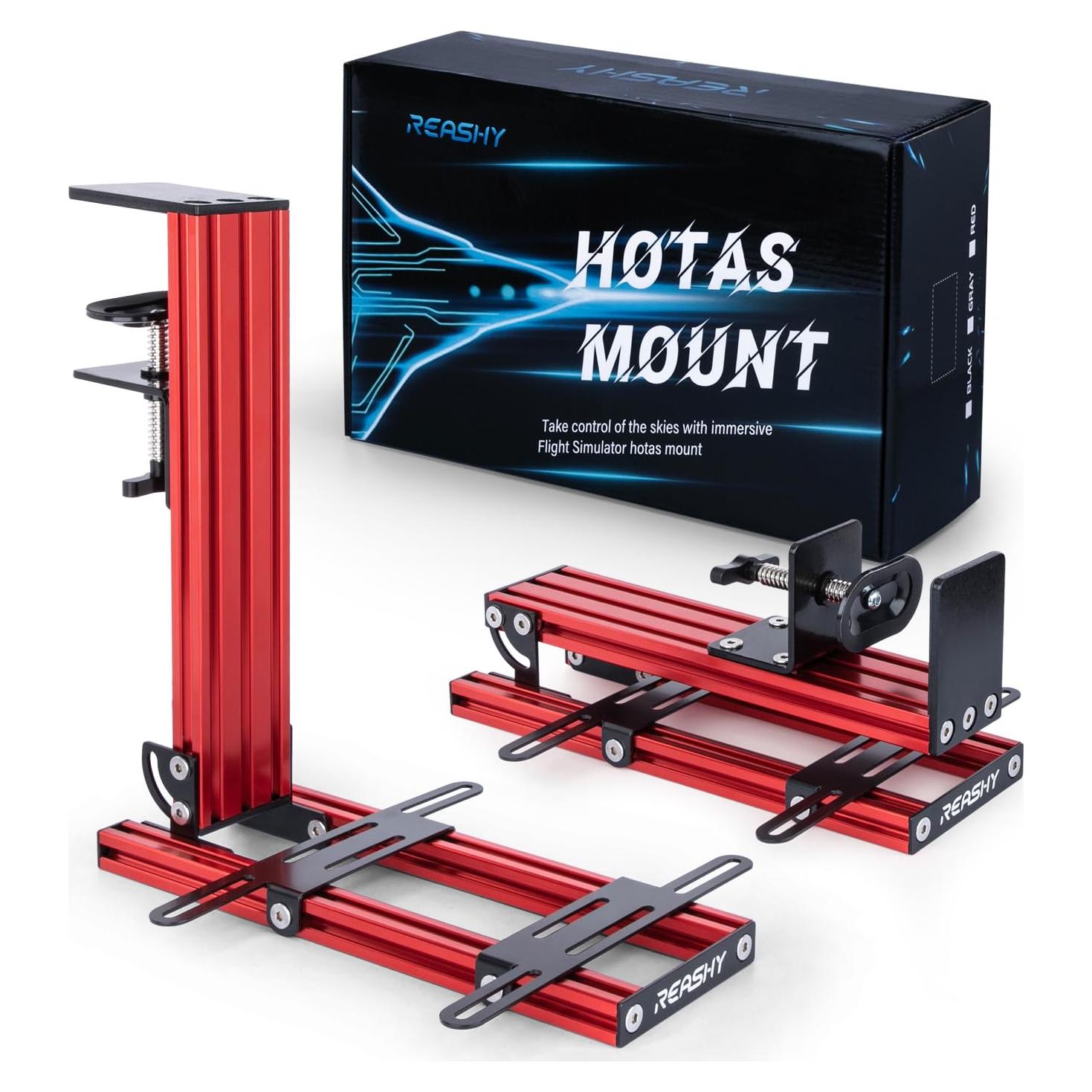Soporte Hotas Reashy para Joystick Aluminio Rojo Ajustable