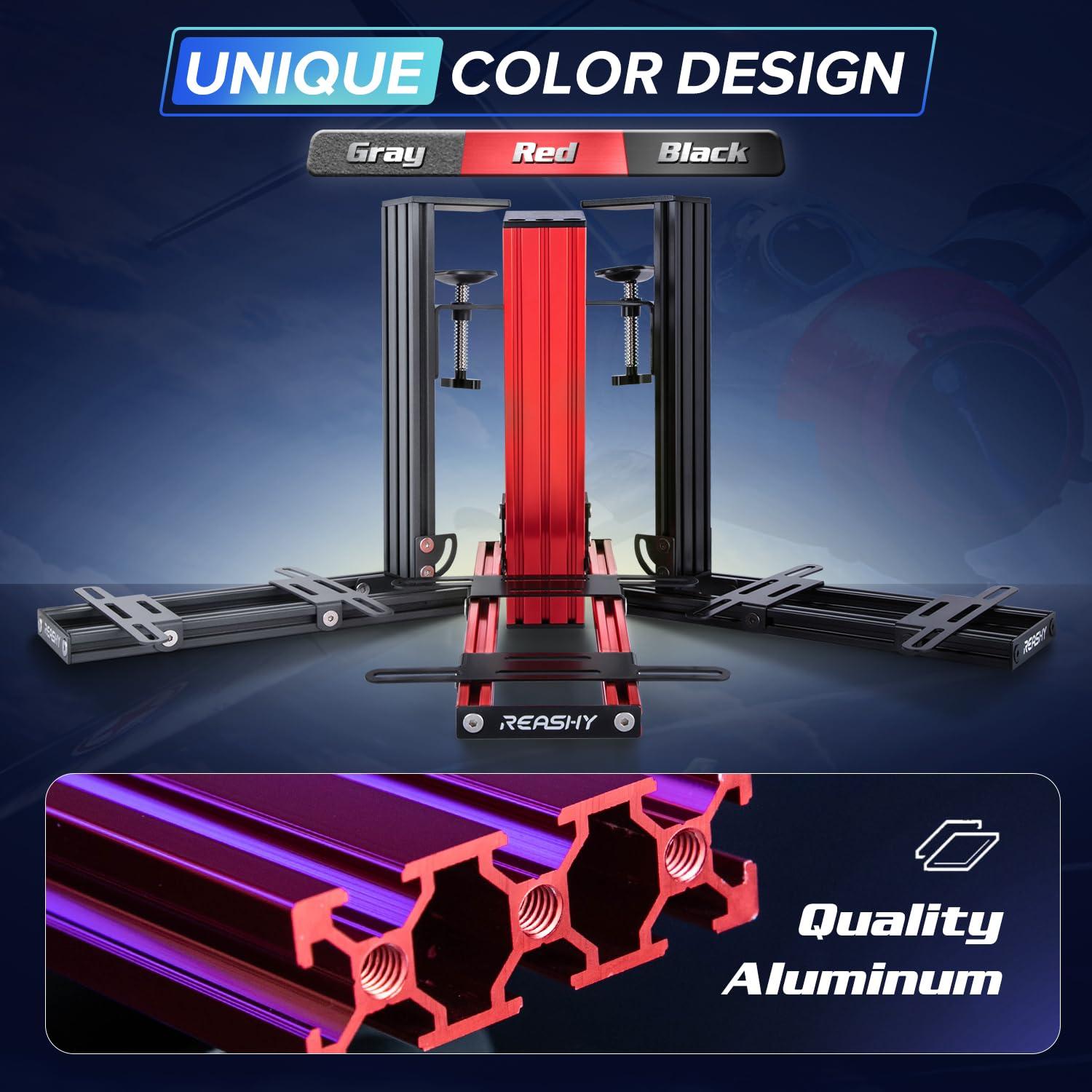 Soporte Hotas Reashy para Joystick Aluminio Rojo Ajustable