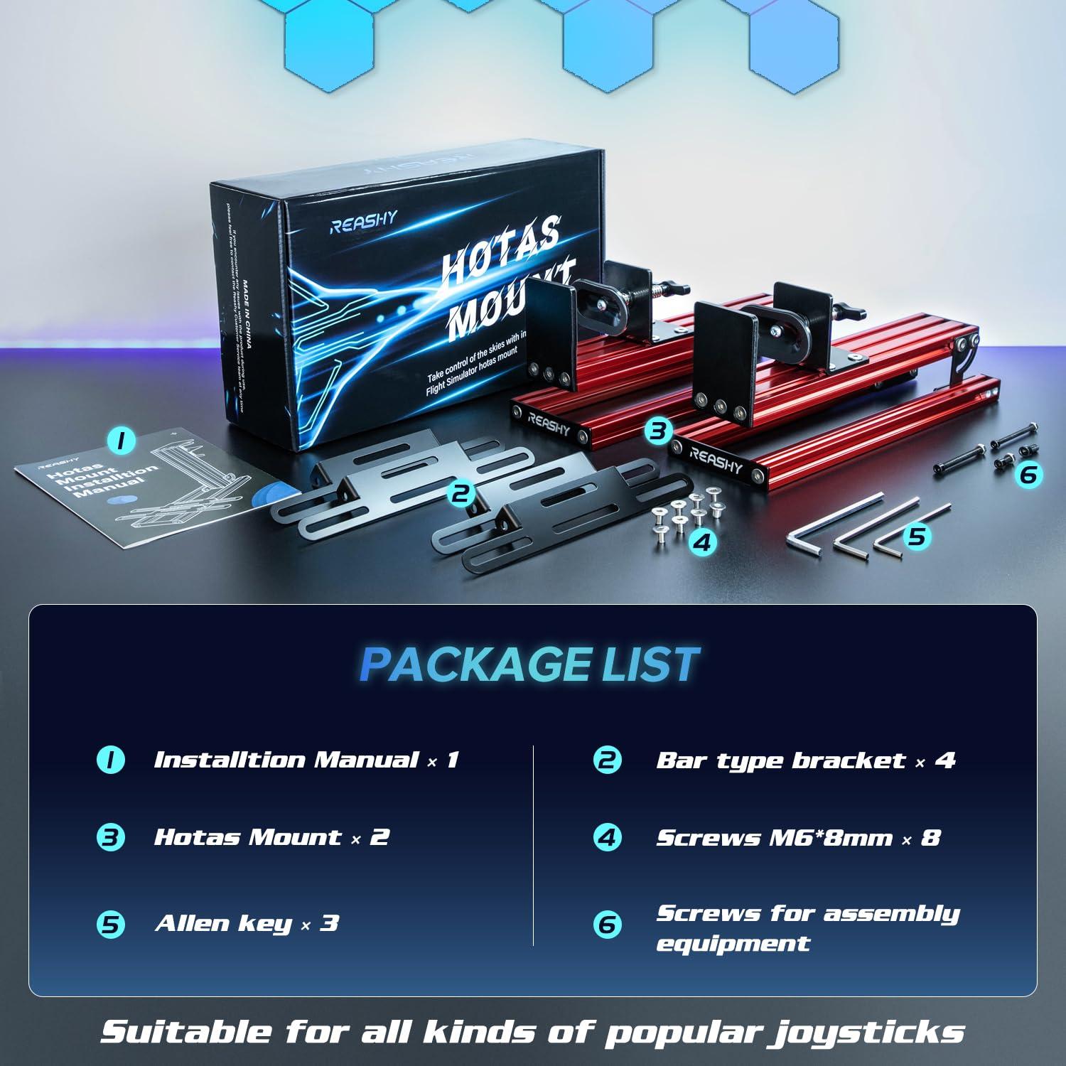 Soporte Hotas Reashy para Joystick Aluminio Rojo Ajustable