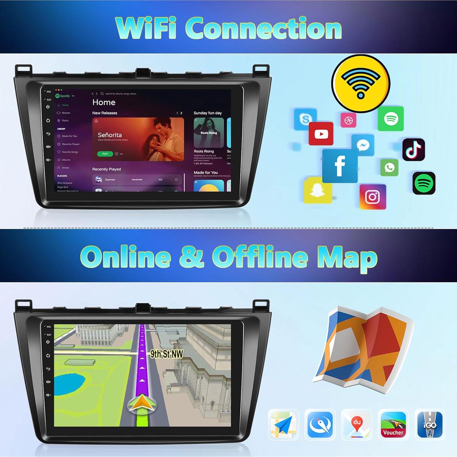 Estéreo de coche Android 13 AMprime 9" GPS Bluetooth 2+32GB