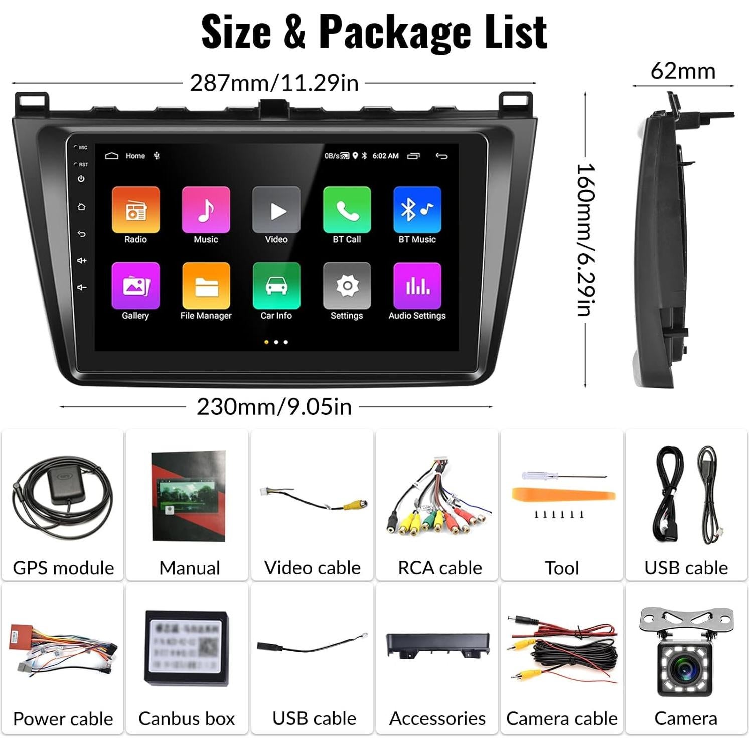 Estéreo de coche Android 13 AMprime 9" GPS Bluetooth 2+32GB