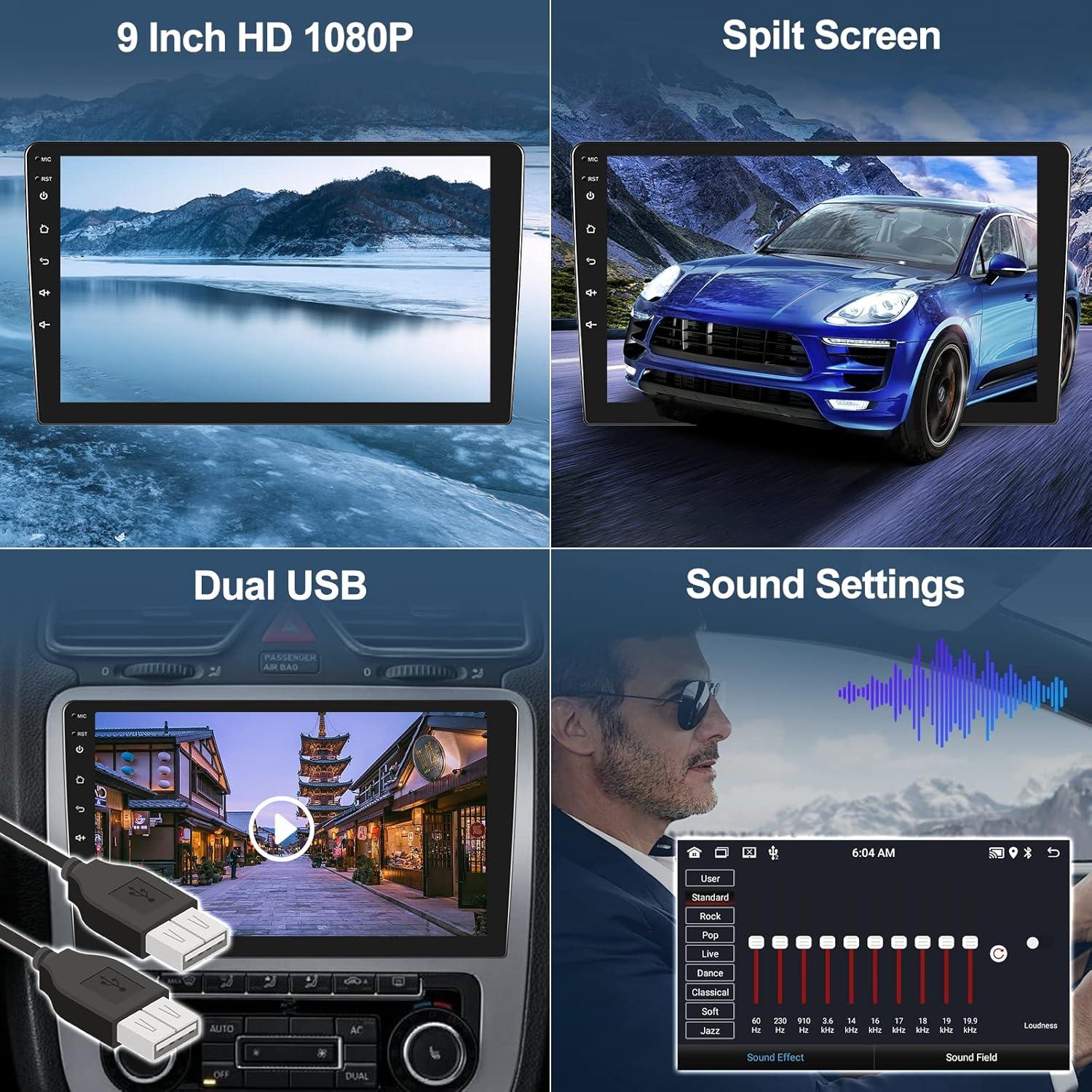 Estéreo de coche Android 13 AMprime 9" GPS Bluetooth 2+32GB
