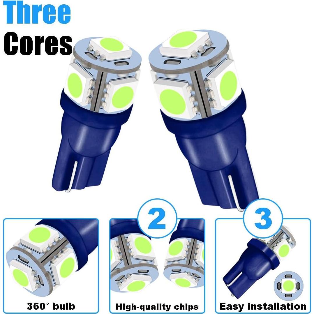 2 Bombillas LED T10 5050 6000K Azul Hielo Smilfuy