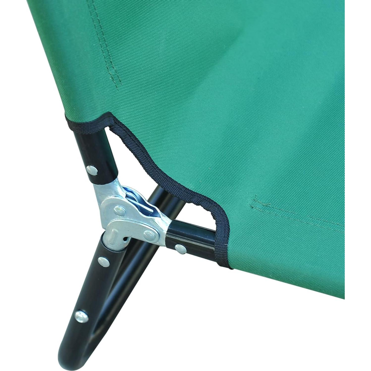 Silla de Playa Plegable Outsunny Verde con Respaldo Reclinado 5 Niveles