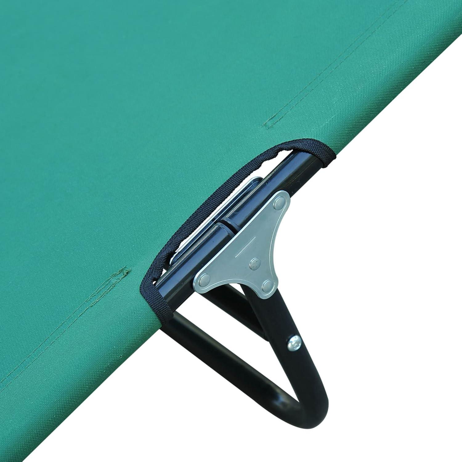 Silla de Playa Plegable Outsunny Verde con Respaldo Reclinado 5 Niveles