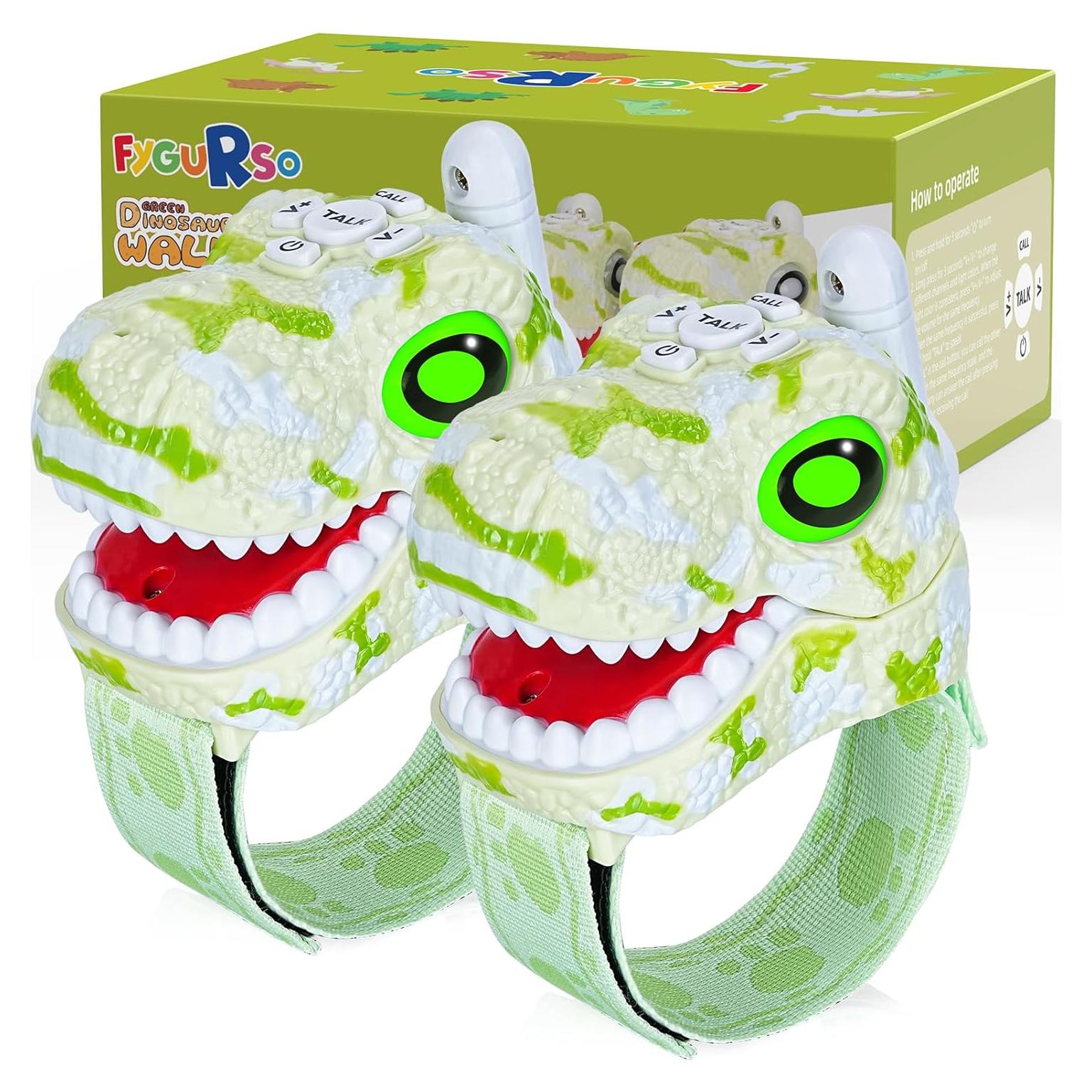 Walkie Talkies Dinosaurio Fygurso Verde 1000m Rango 2 Pzs
