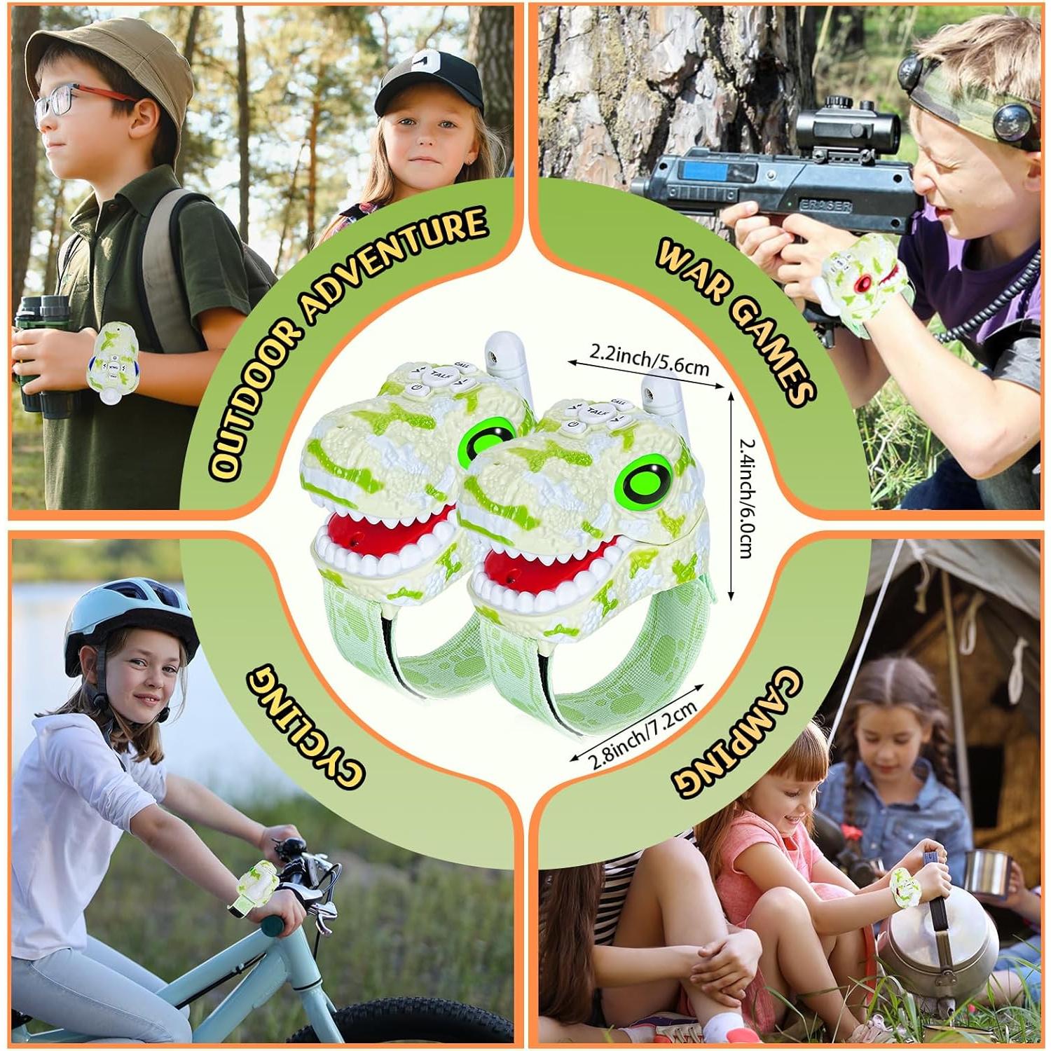 Walkie Talkies Dinosaurio Fygurso Verde 1000m Rango 2 Pzs