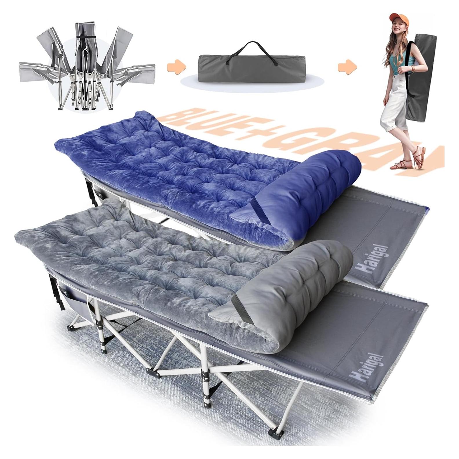 Cama de Camping Plegable Harigal con Colchón 71x36cm