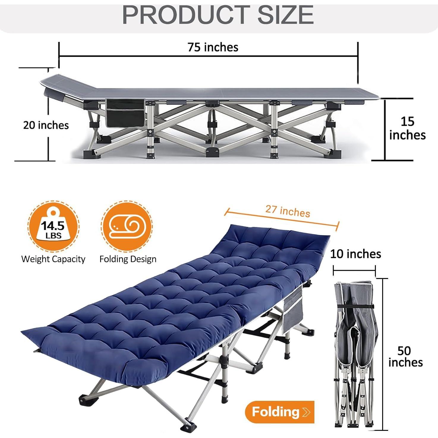 Cama de Camping Plegable Harigal con Colchón 71x36cm