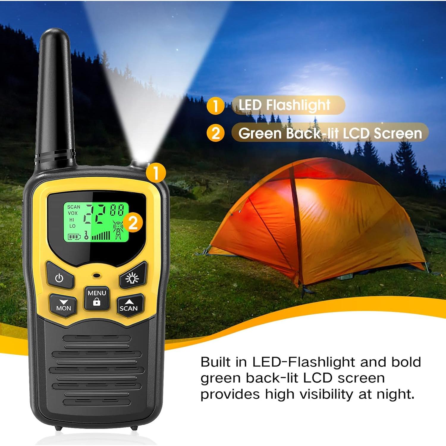 Walkie Talkies MOICO T5 Amarillo 4 Paquete 22 Canales FRS