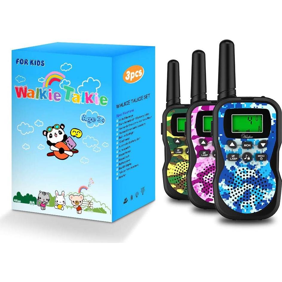 Walkie Talkies para Niños Huaker, 3 Unidades, 22 Canales, Alcance 4.8 km
