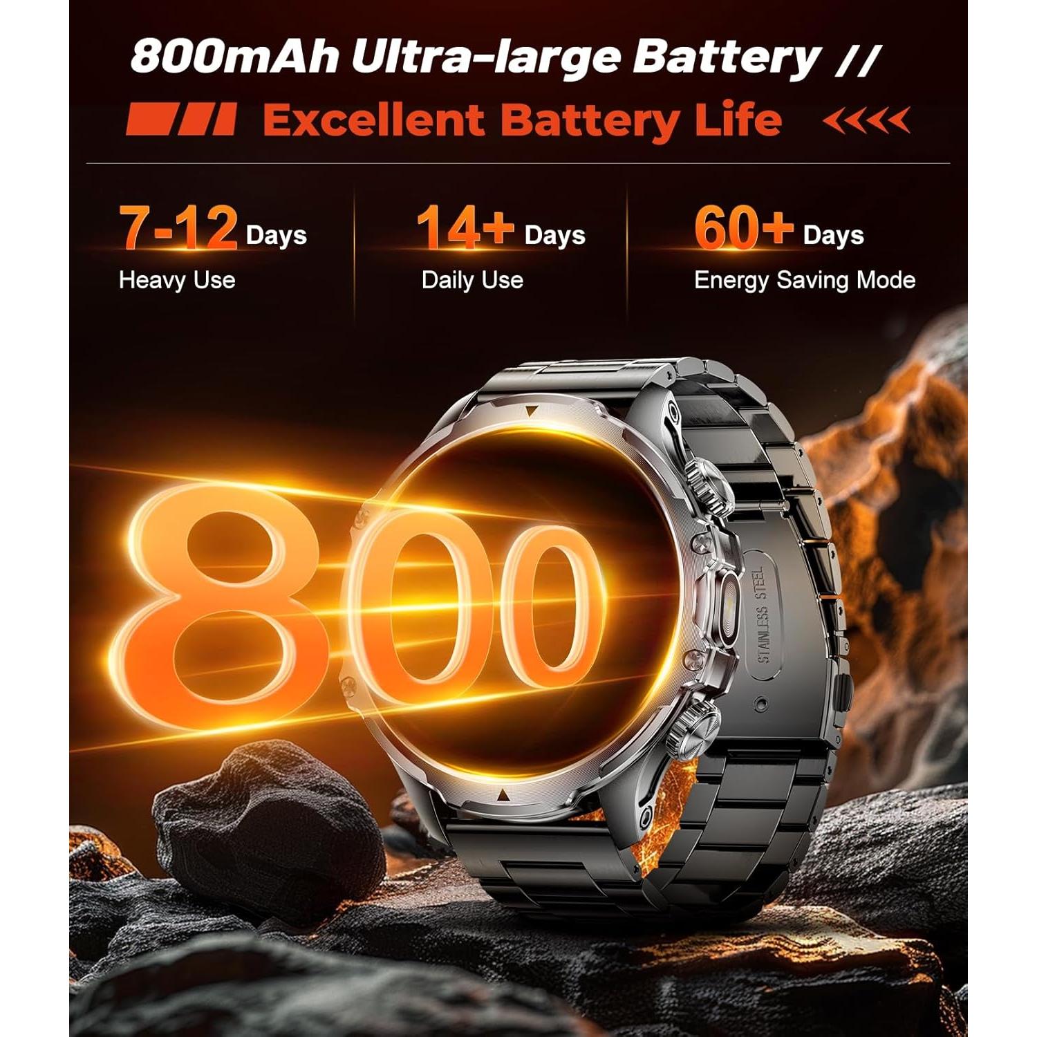 Reloj Inteligente Militar HIRREO FV15-A Pantalla 1.85" HD