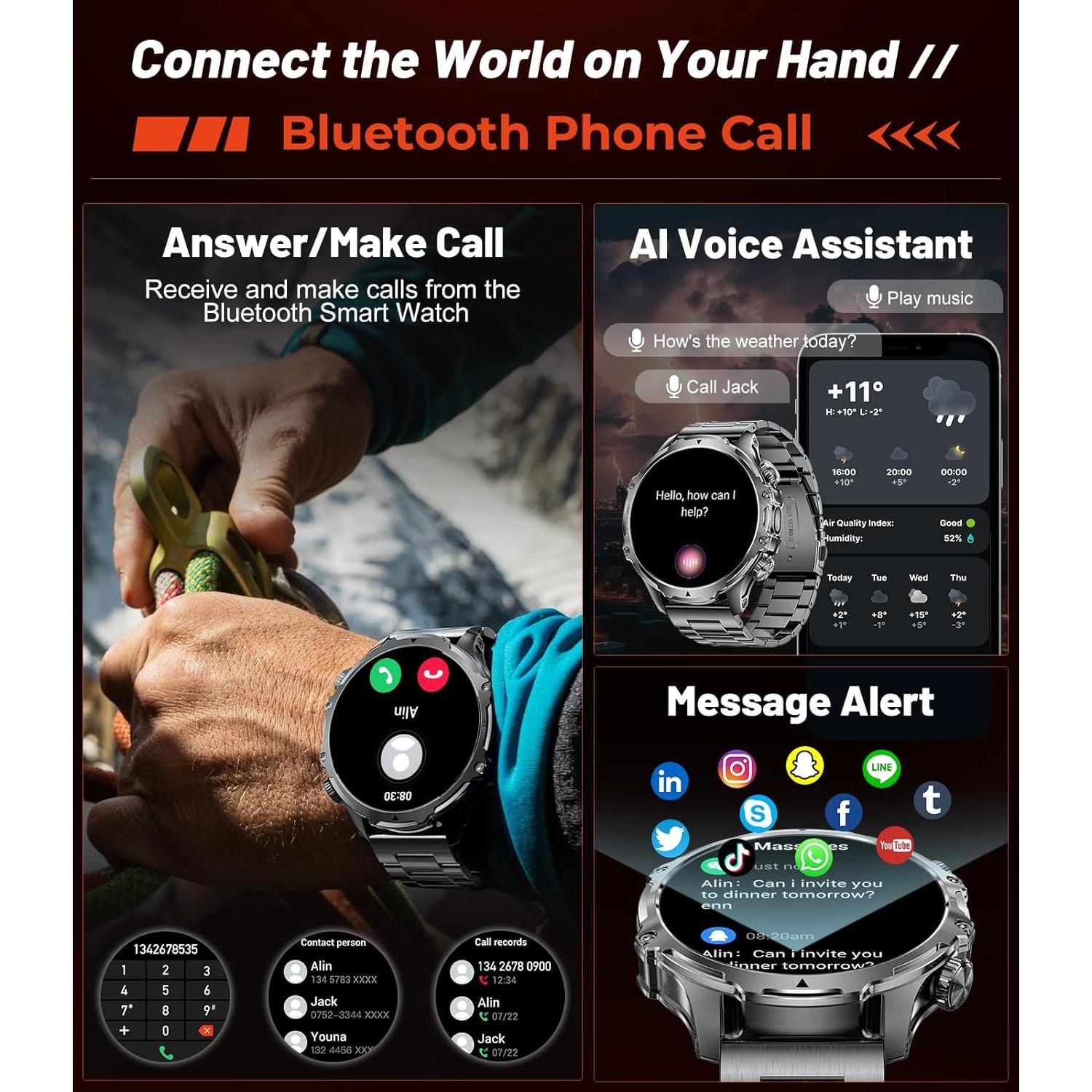 Reloj Inteligente Militar HIRREO FV15-A Pantalla 1.85" HD