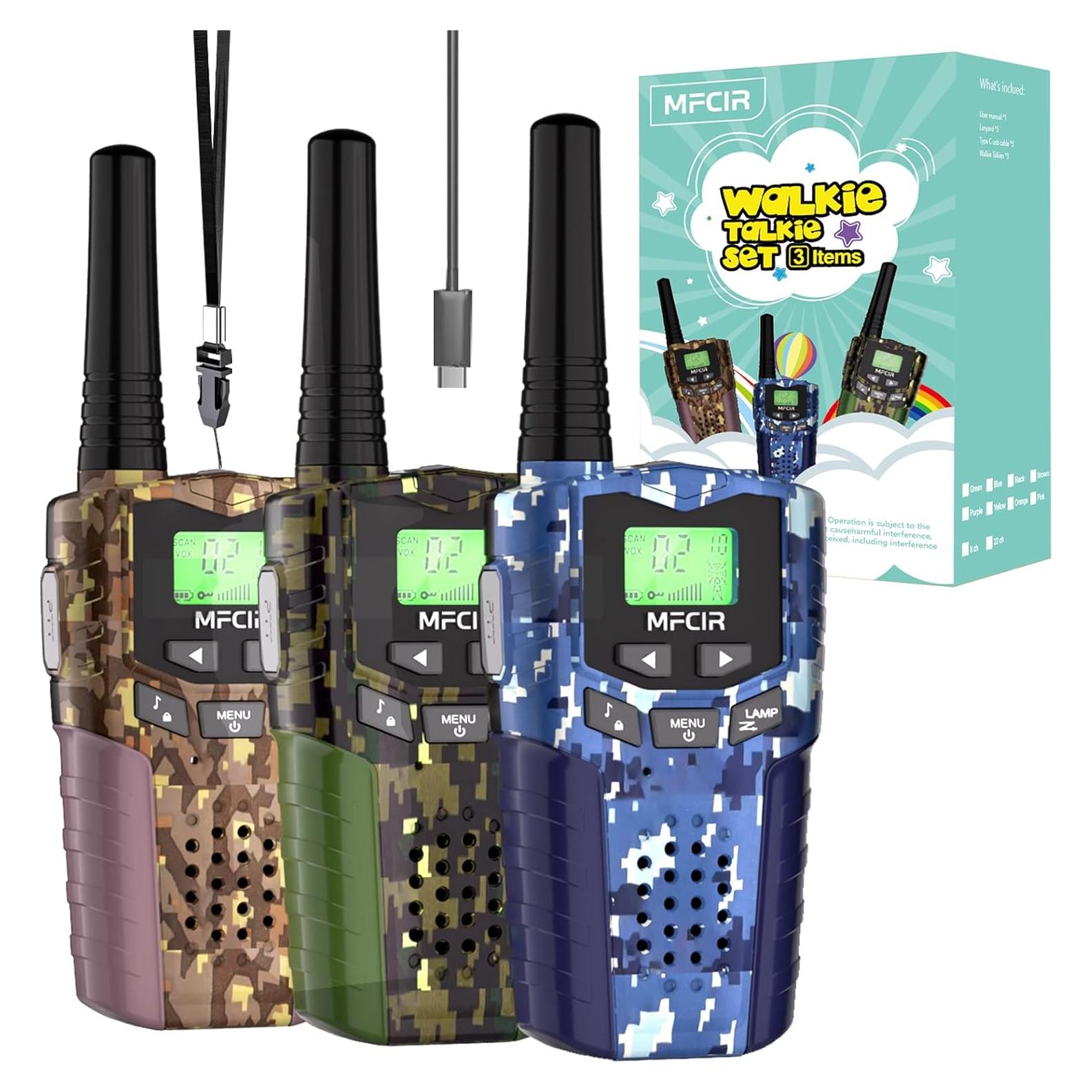 Walkie Talkies Recargables Camuflaje 3 Paquete 4.83 km