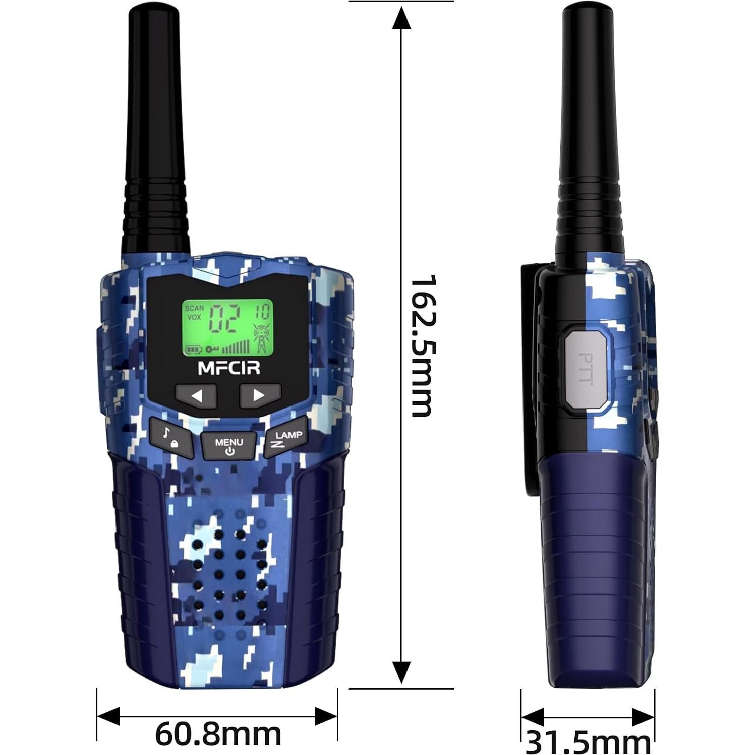 Walkie Talkies Recargables Camuflaje 3 Paquete 4.83 km