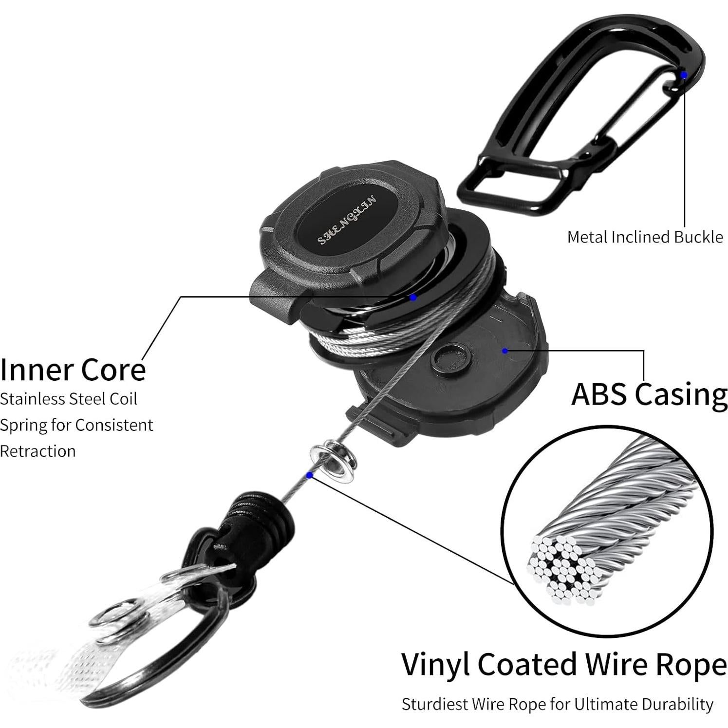 Paquete de 2 llaveros retráctiles SHENGXIN con mosquetón