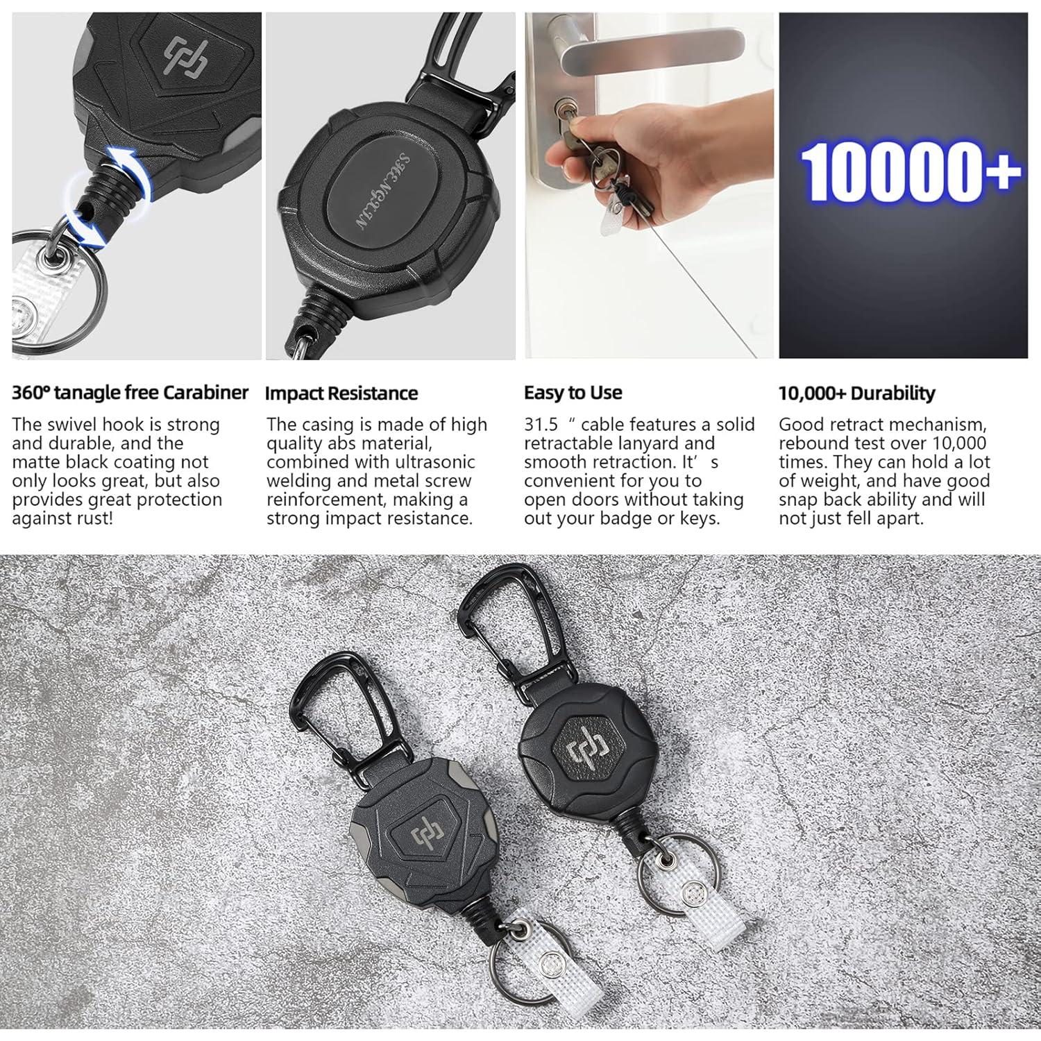 Paquete de 2 llaveros retráctiles SHENGXIN con mosquetón