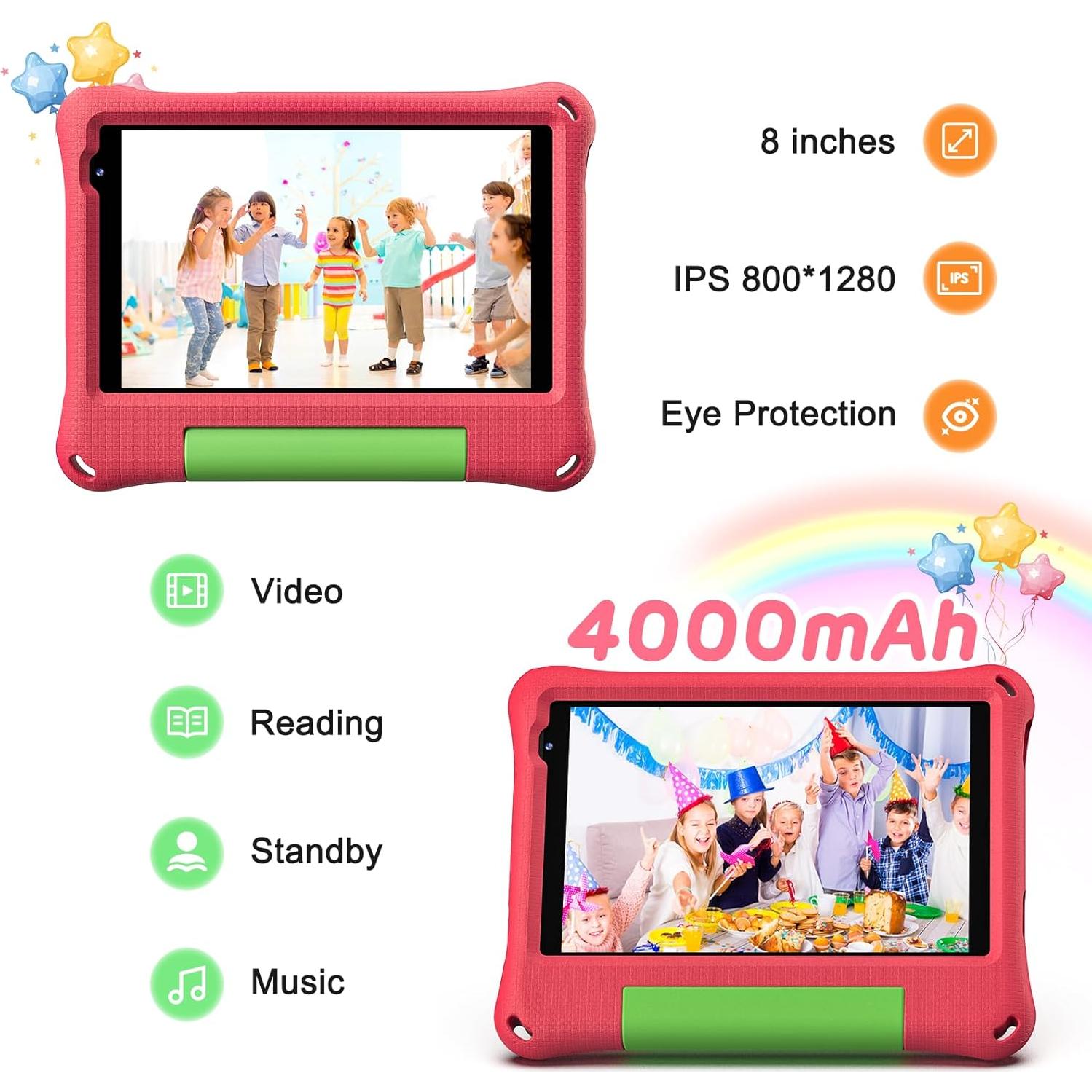 Tableta para Niños CALLSKY-NOTE 8" Android 14 64GB Rojo