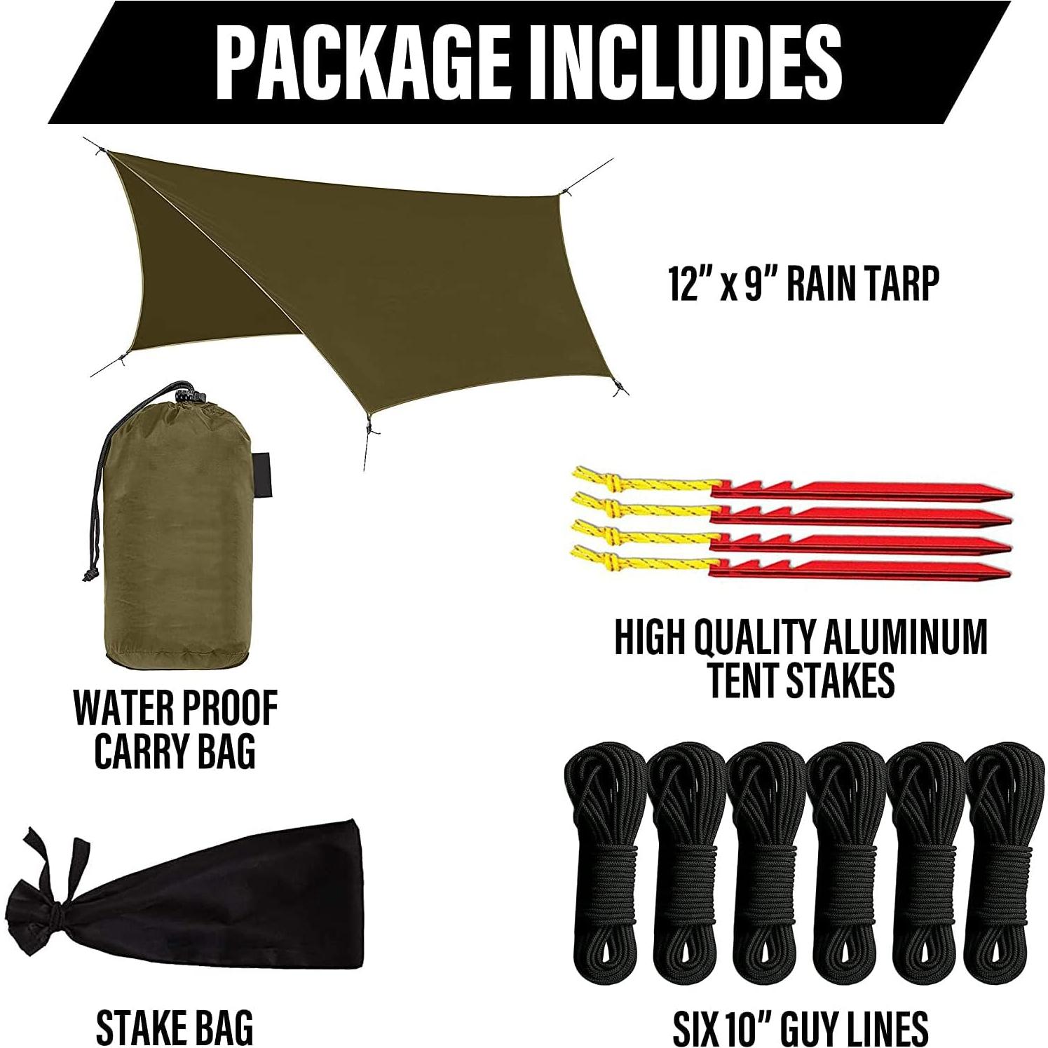 Toldo Impermeable The Finix 3.66x2.74m Verde Ejercito Camping