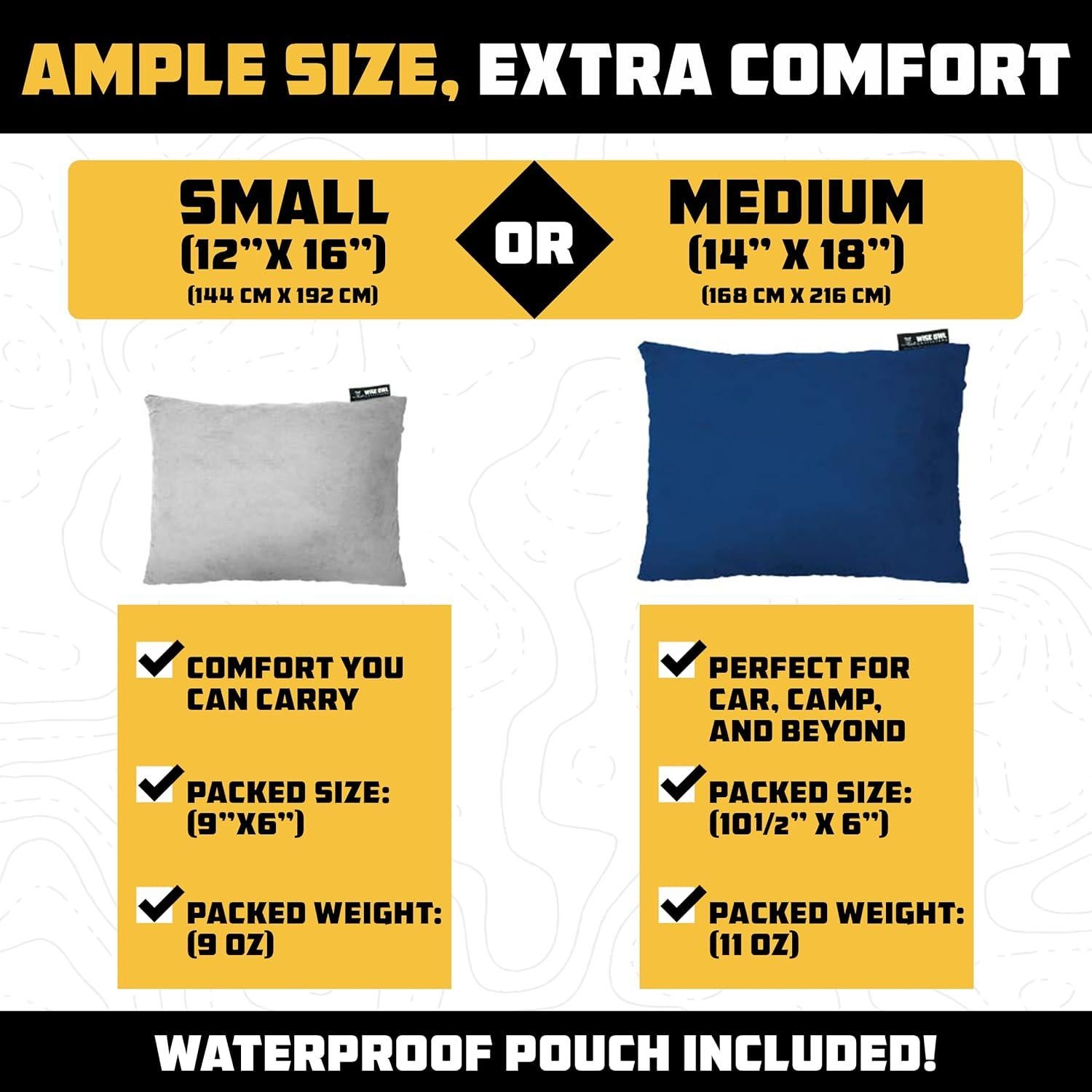 Almohada de Camping Wise Owl - Espuma Viscoelástica 30x40cm