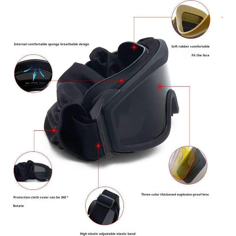 Gafas de Seguridad Tácticas LEJUNJIE con 3 Lentes Intercambiables