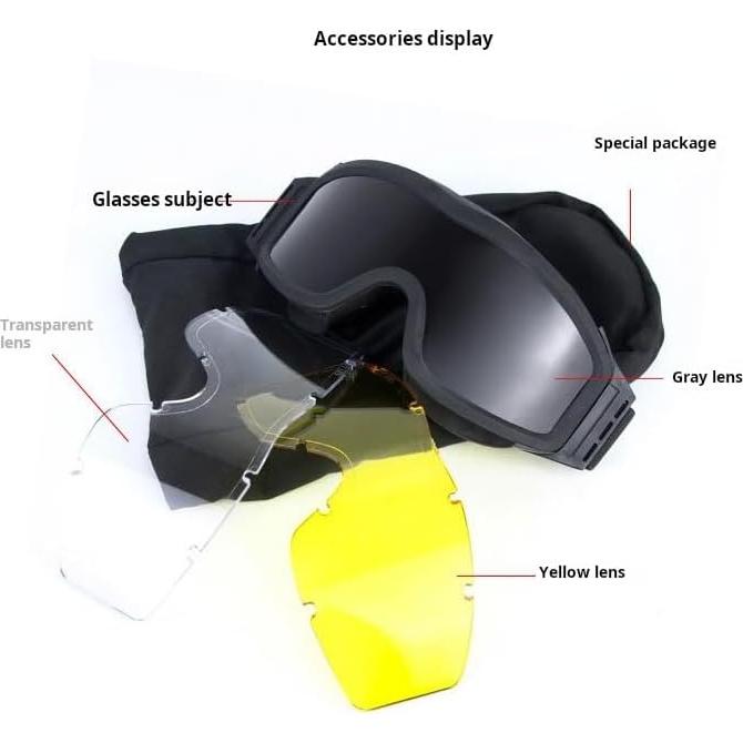 Gafas de Seguridad Tácticas LEJUNJIE con 3 Lentes Intercambiables