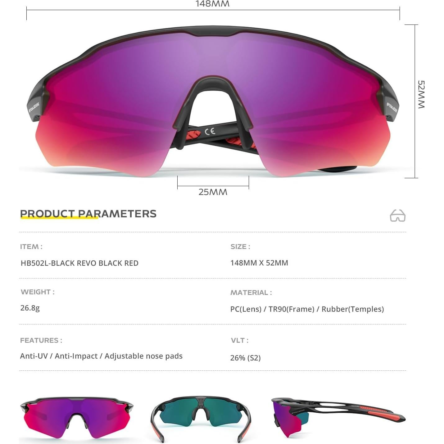 Gafas de Ciclismo HUBO Sports HB502L Polarizadas UV400