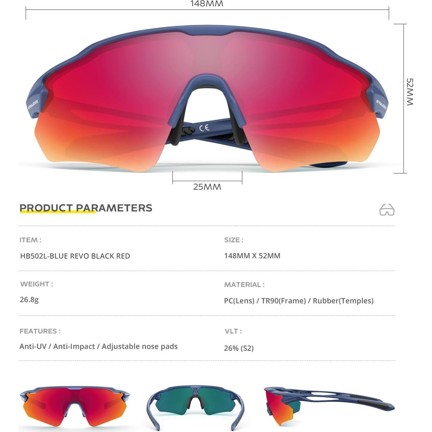 Gafas de Ciclismo HUBO Sports HB502L Polarizadas UV400