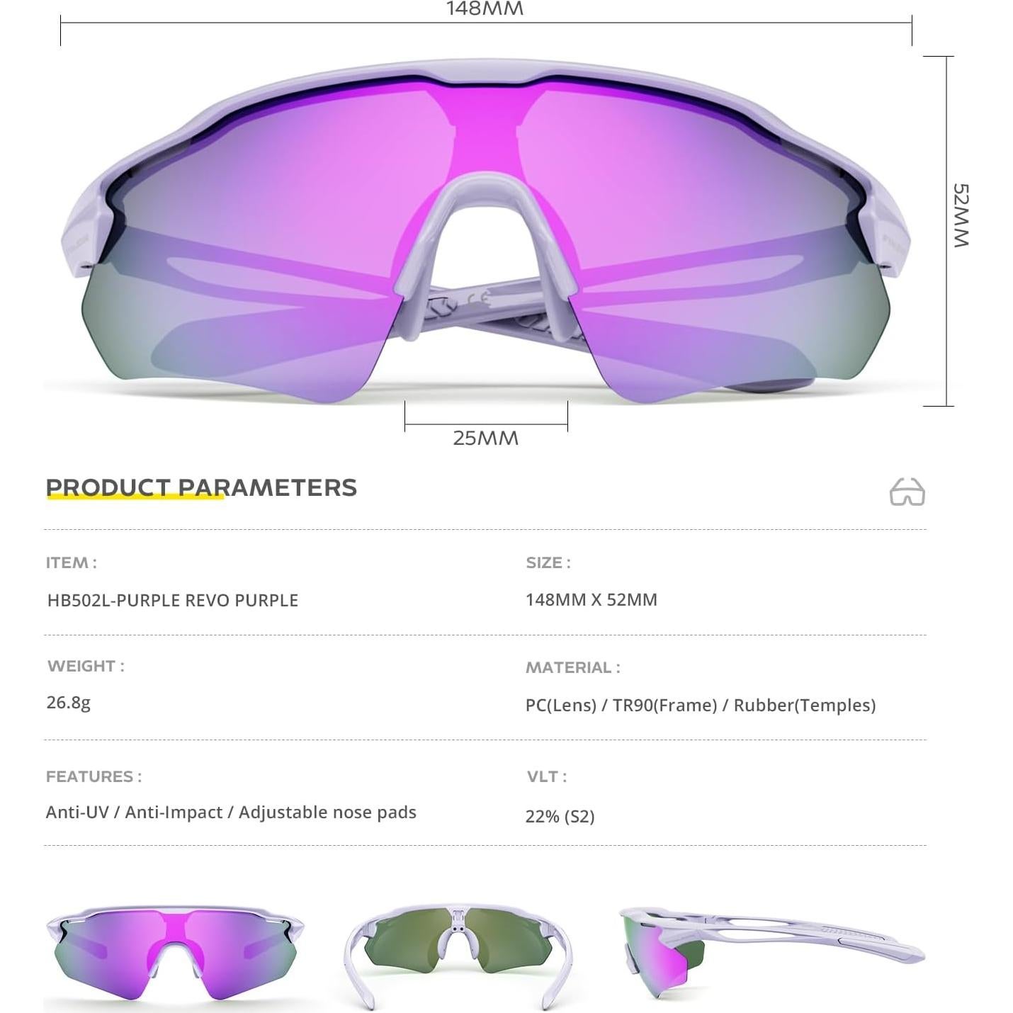 Gafas de Ciclismo HUBO Sports TR90 Polarizadas UV400