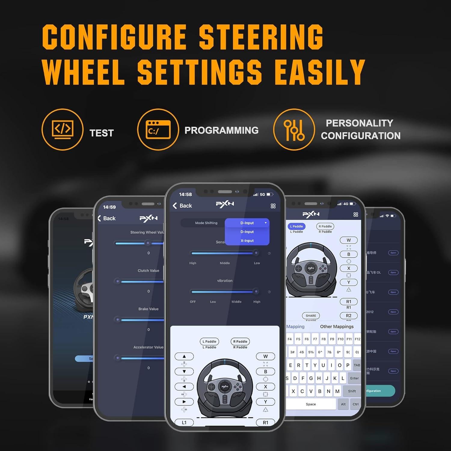 Volante de Juego PXN V9 con Pedales y Palanca - 270/900 Grados