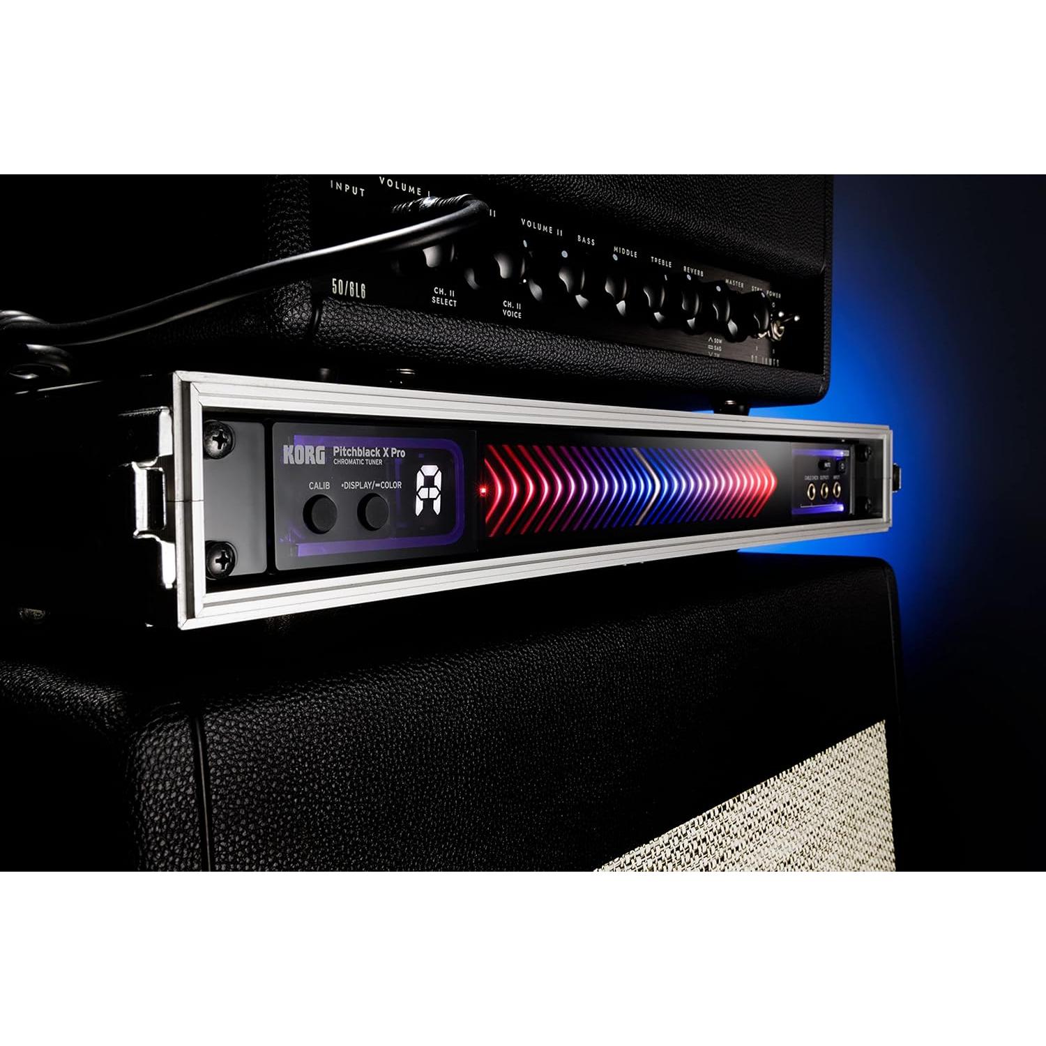 Afinador Cromático Korg Pitchblack X Pro Rack 9V LED Multicolor