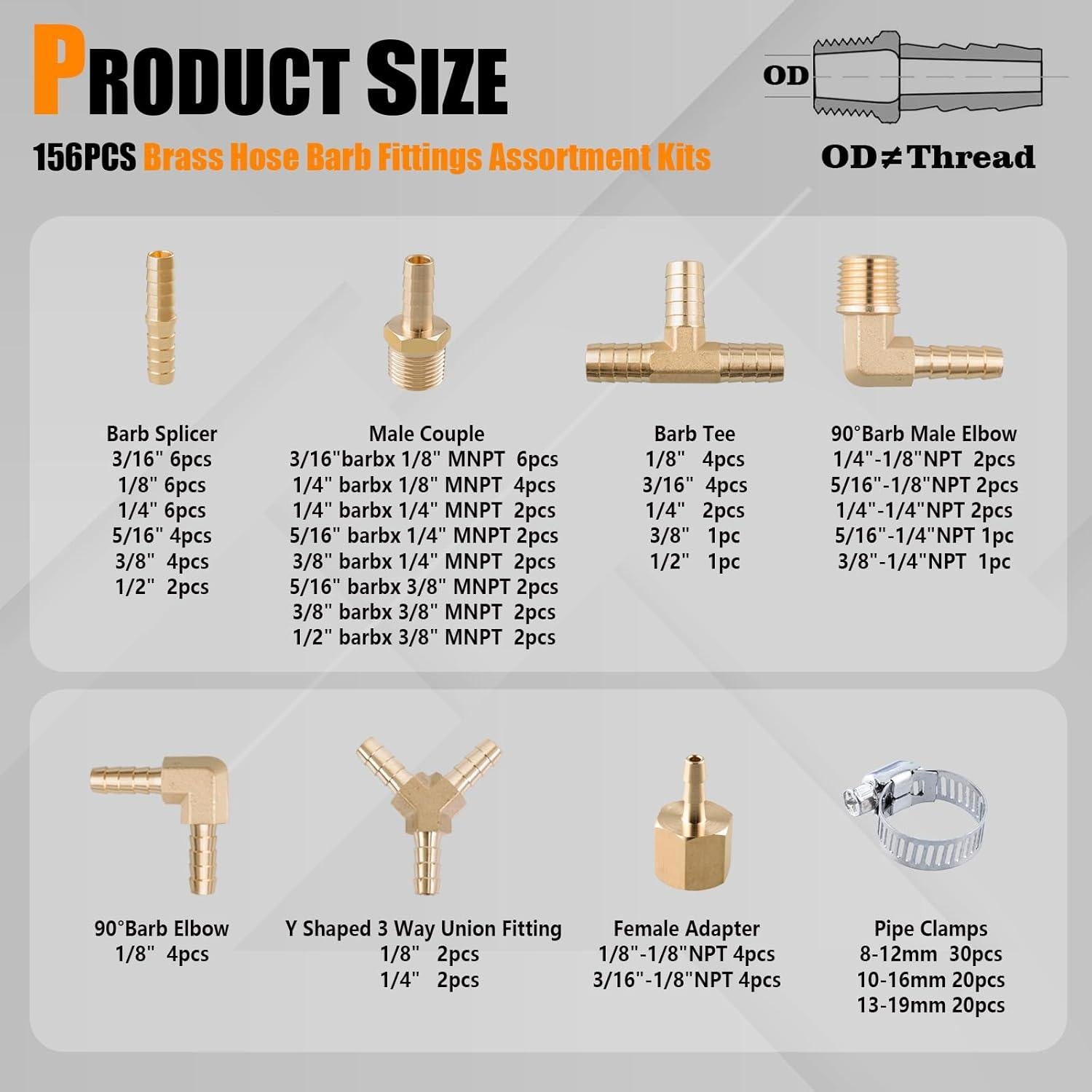 Kit de 156 Conectores de Línea de Combustible DYTCYL