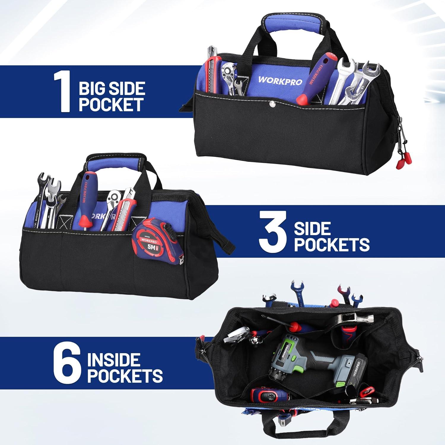 Bolsa de Herramientas Workpro 33 cm con 6 Bolsillos