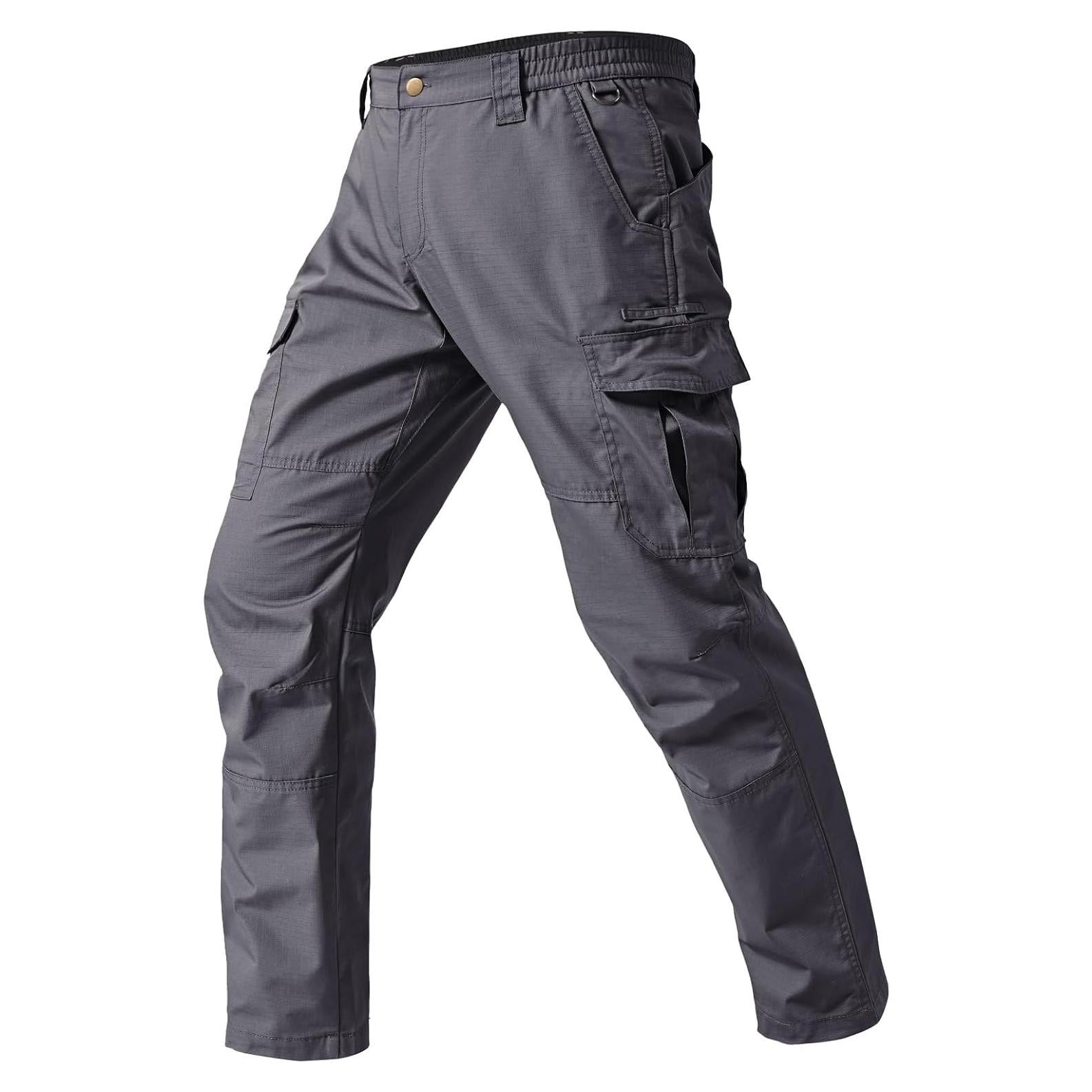 Pantalones Cargo Tácticos Hombre Ripstop 7 Bolsillos Gris 44W 32L