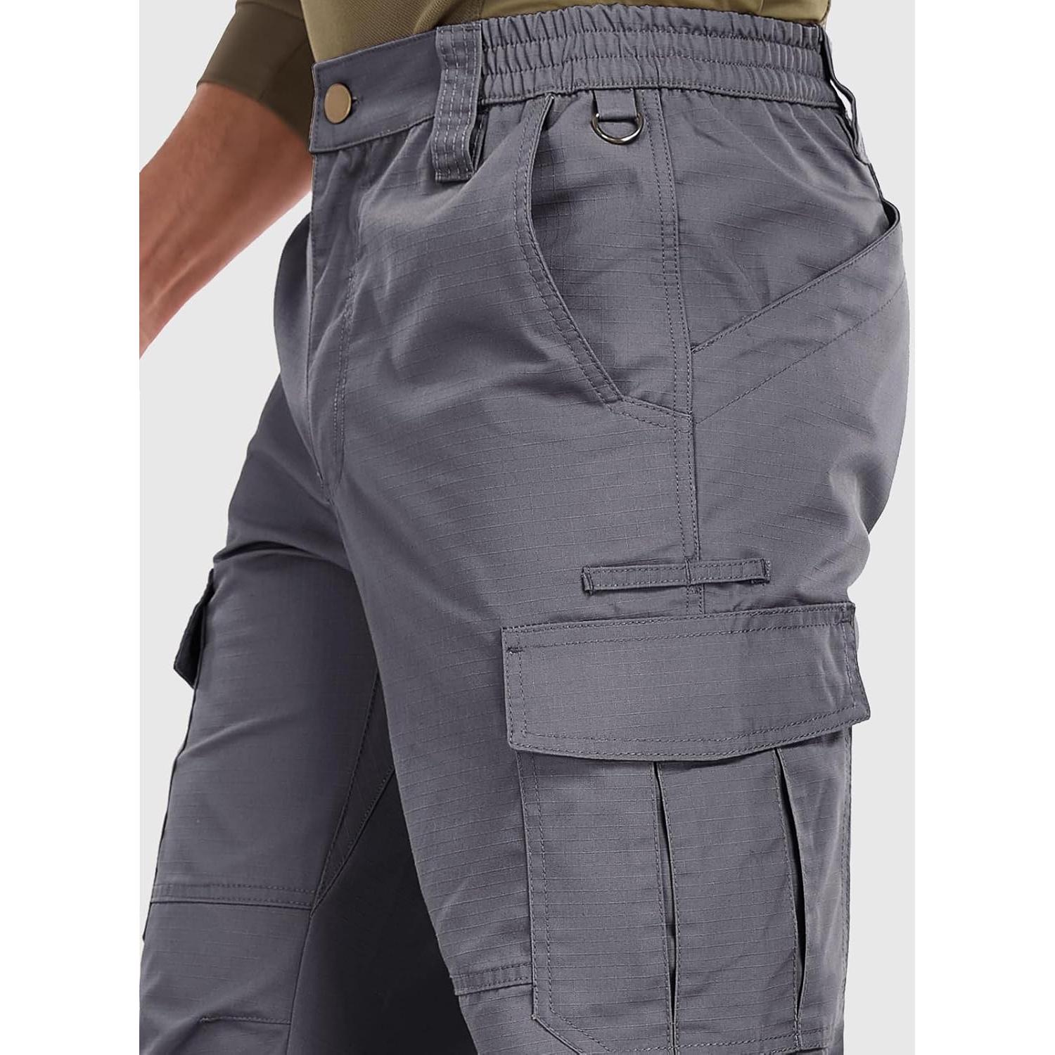 Pantalones Cargo Tácticos Hombre Ripstop 7 Bolsillos Gris 44W 32L
