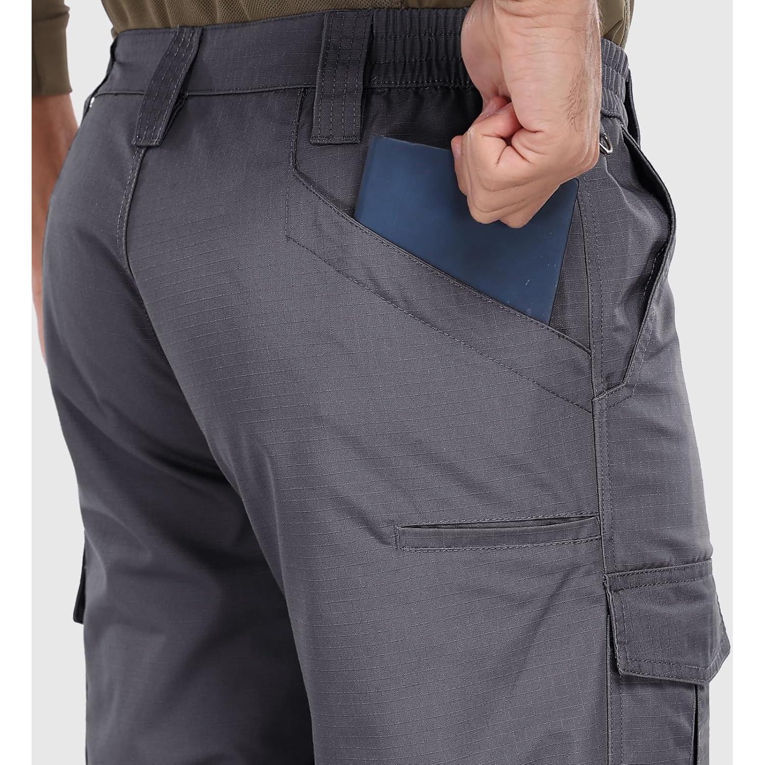 Pantalones Cargo Tácticos Hombre Ripstop 7 Bolsillos Gris 44W 32L