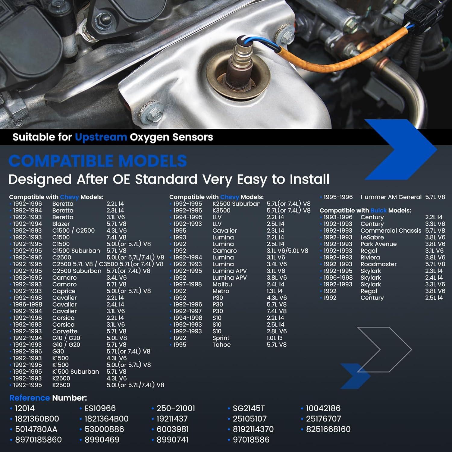 Sensor de Oxígeno SYKRSS 250-21001 Compatible con Chevy y GMC