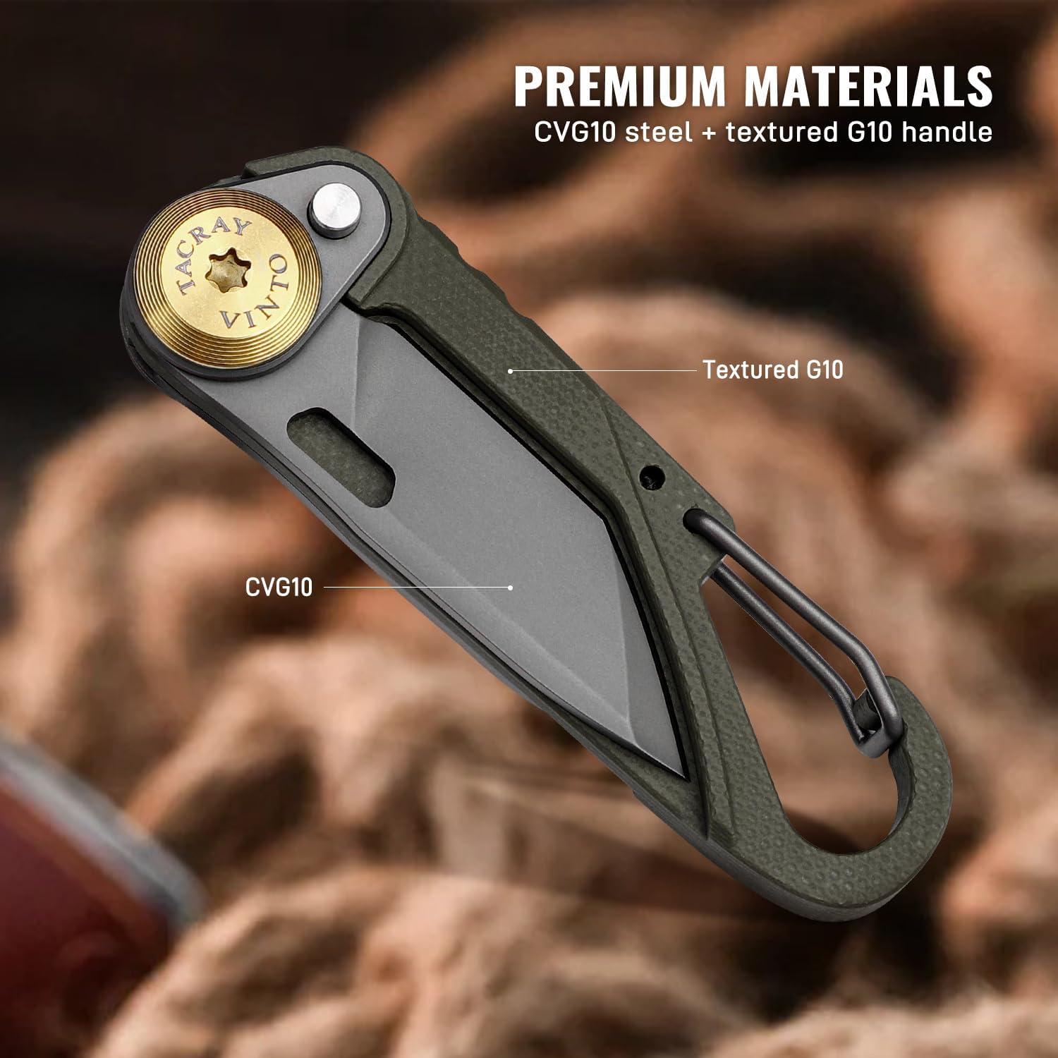 Cuchillo Plegable TACRAY TR-Vinto-GN Verde 5-en-1 Ultra-Ligero