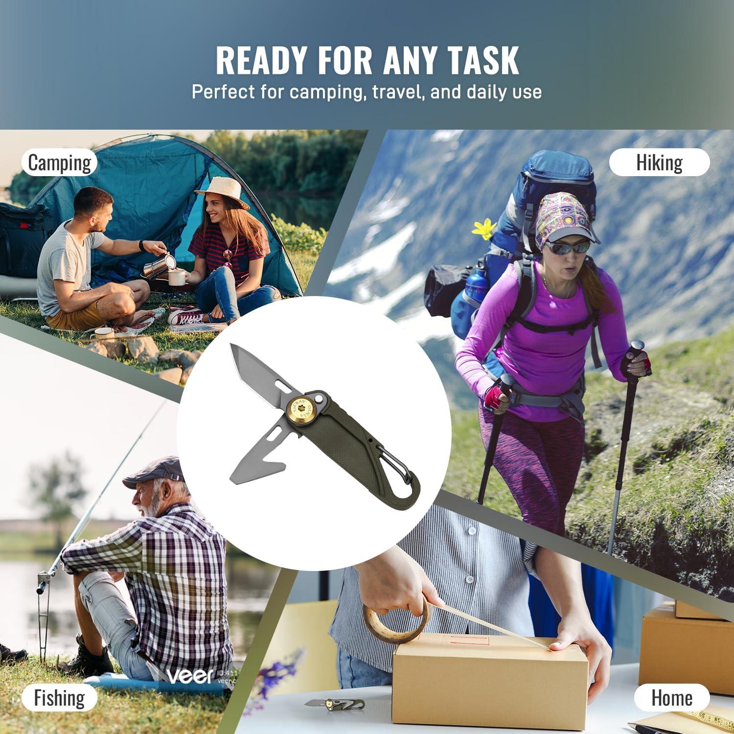 Cuchillo Plegable TACRAY TR-Vinto-GN Verde 5-en-1 Ultra-Ligero