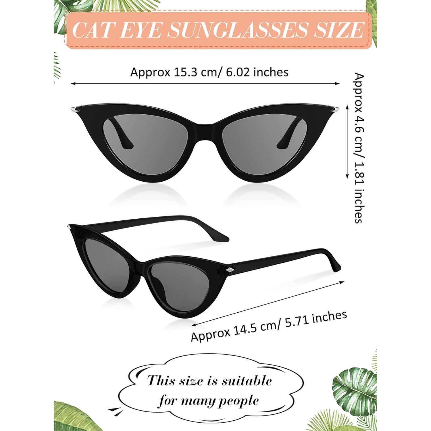 Gafas de Sol Retro Ojo de Gato Leinuosen 8 Pares Coloridas