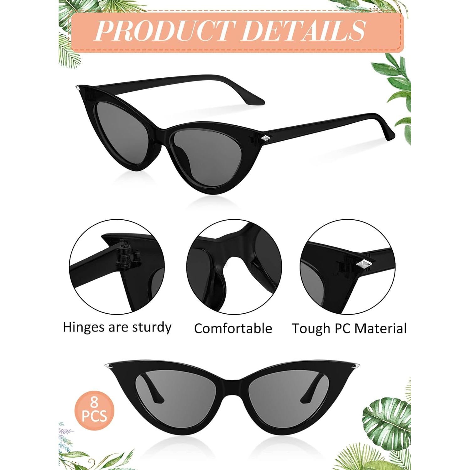 Gafas de Sol Ojo de Gato Leinuosen 8 Pares Vintage Mujeres