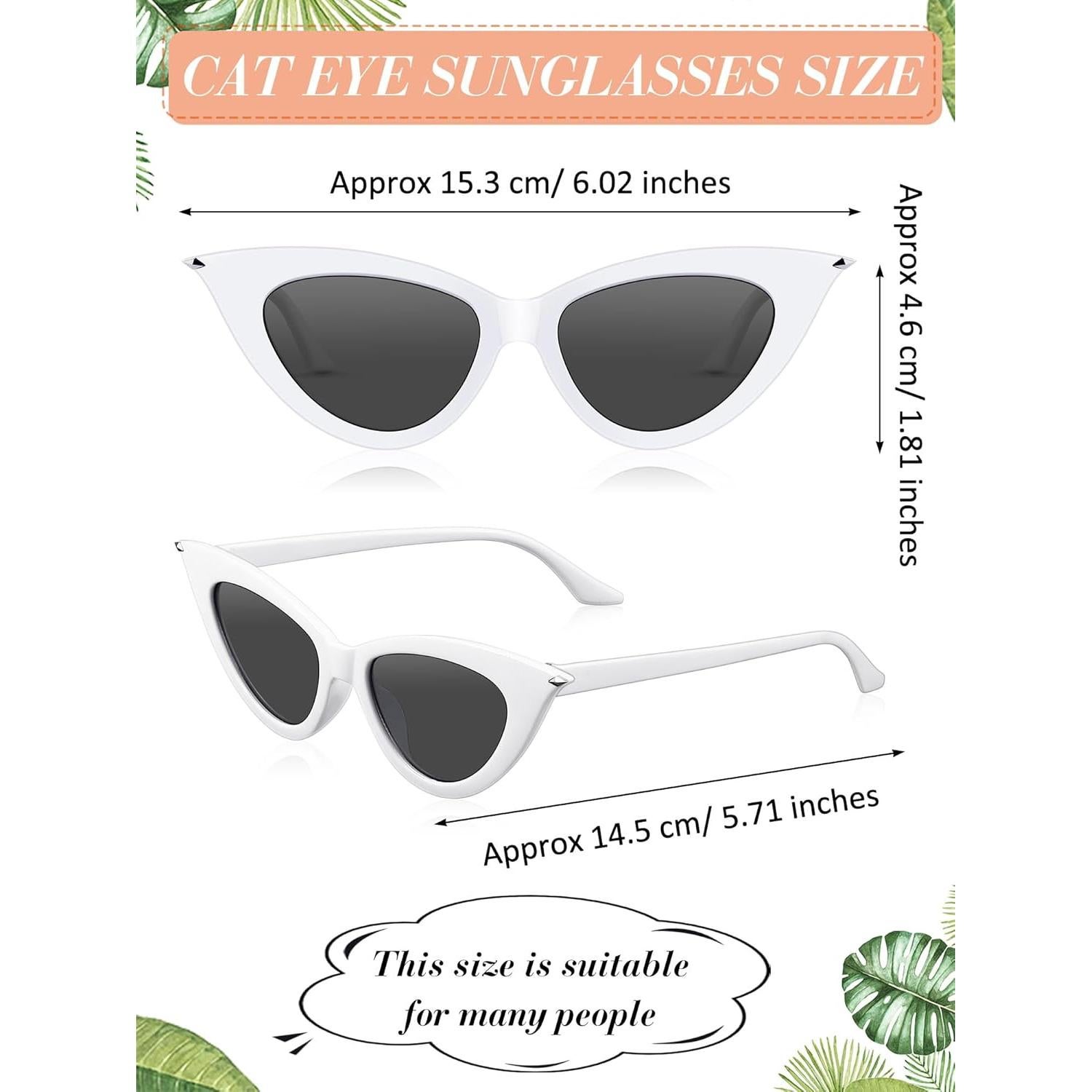 Gafas de Sol Retro Ojo de Gato Leinuosen 8 Pares Coloridas