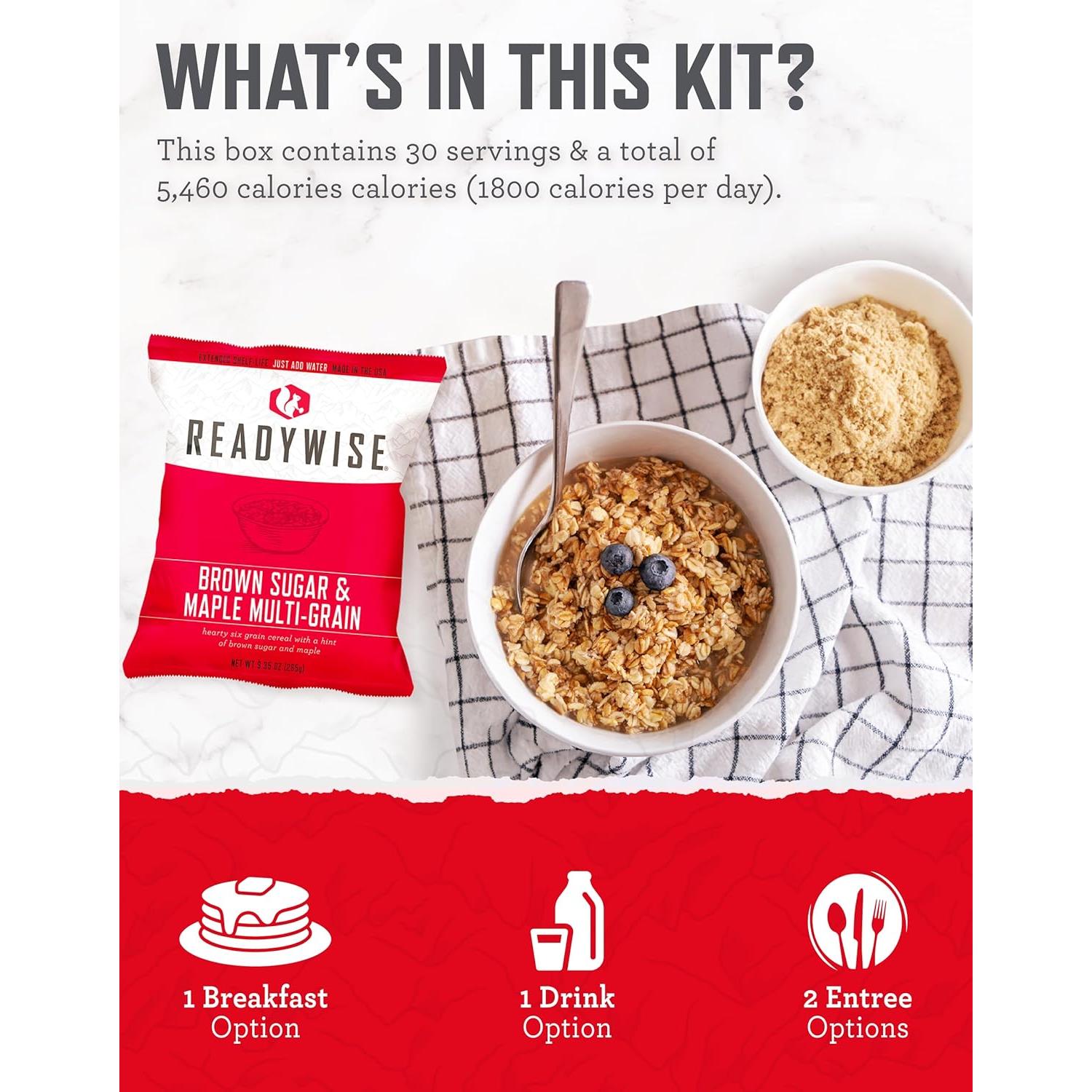 ReadyWise Comida de Emergencia 72 Horas 30 Porciones