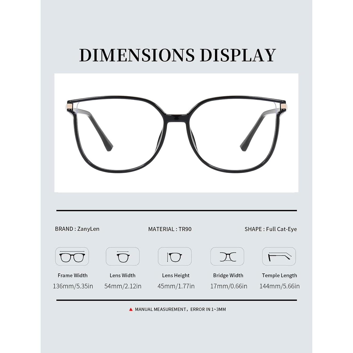 Gafas Cat-Eye ZanyLen con Bloqueo de Luz Azul para Mujeres