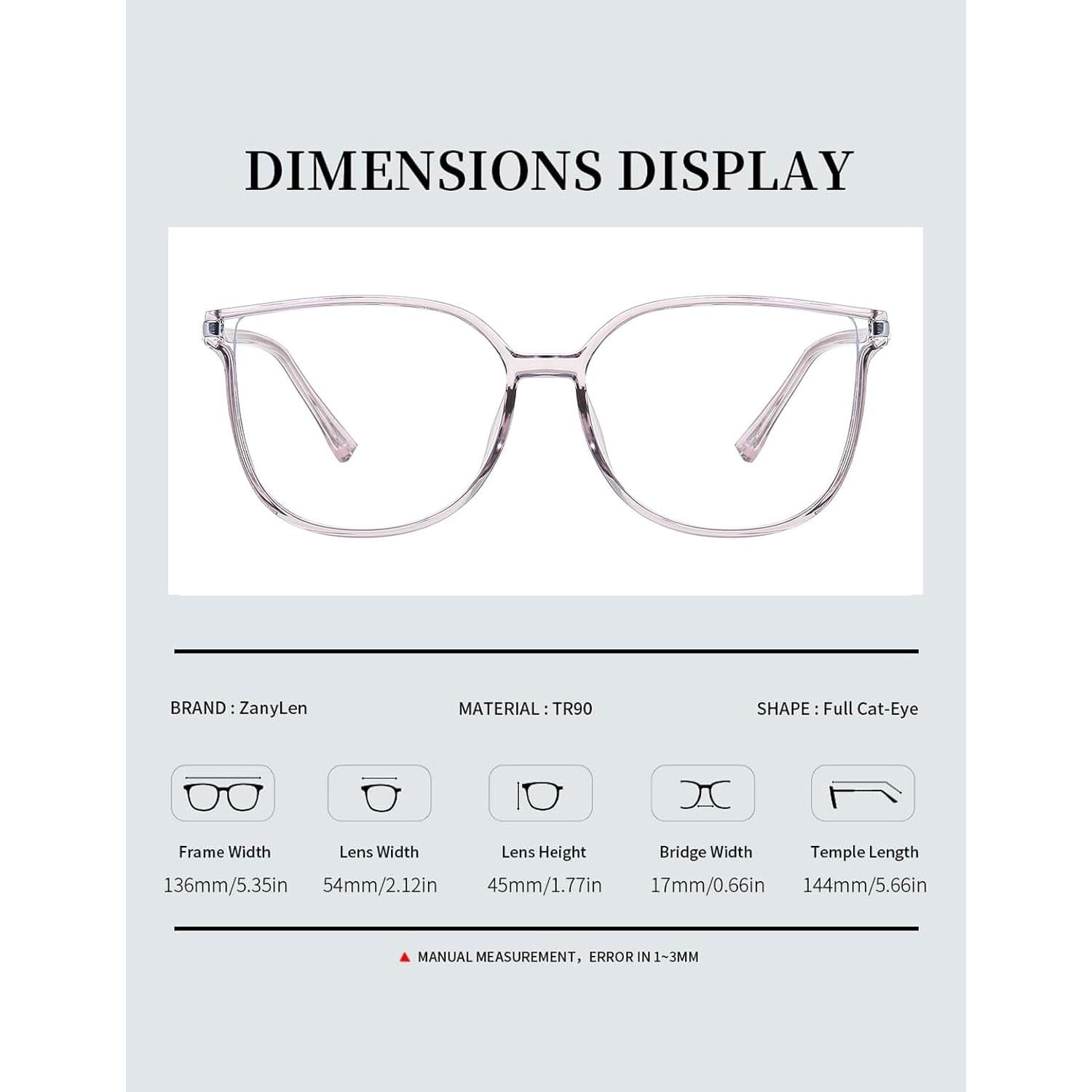 Gafas Cat-Eye ZanyLen Bloqueadoras Luz Azul TR90 Livianas