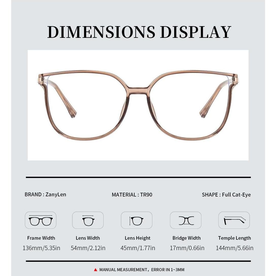 Gafas Cat-Eye ZanyLen con Bloqueo Luz Azul para Mujeres
