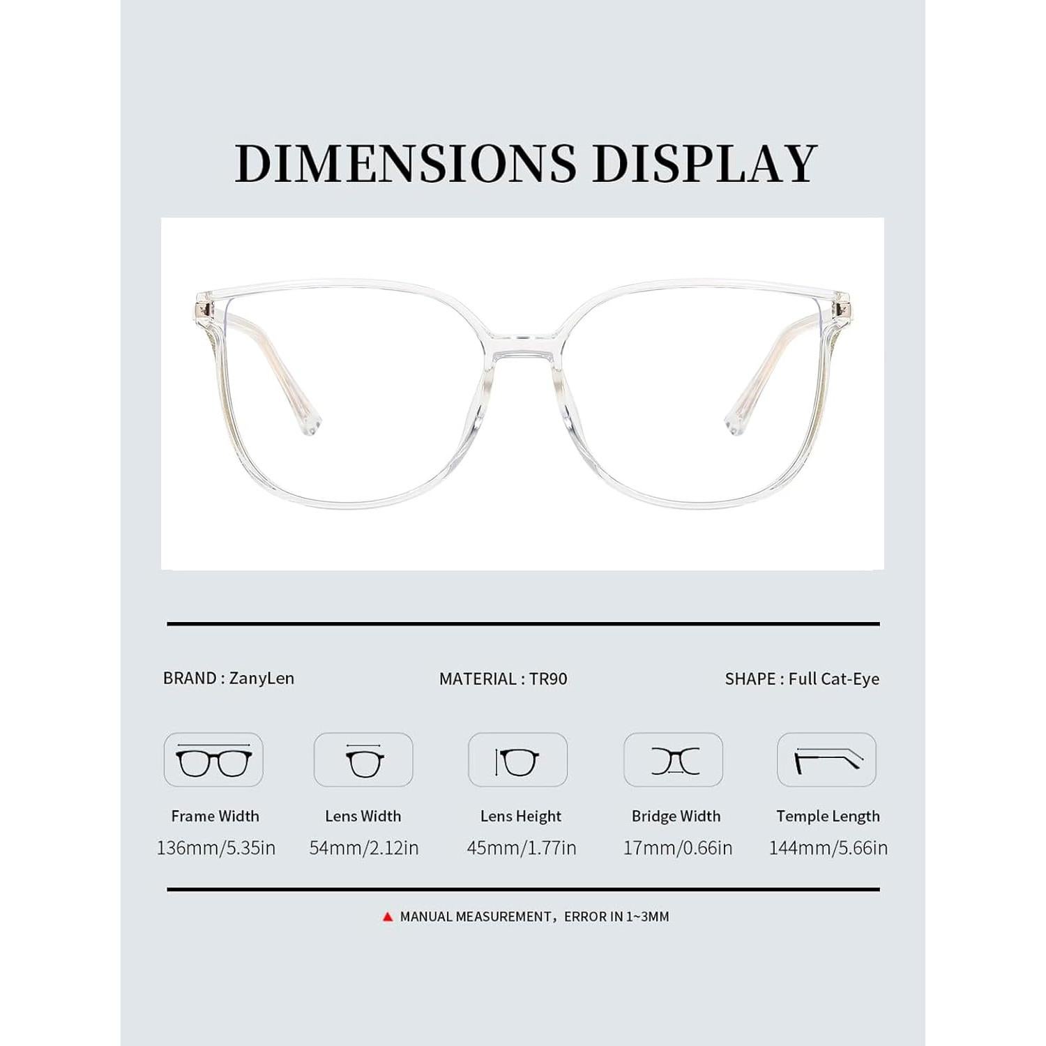 Gafas Cat-Eye ZanyLen con Bloqueo Luz Azul para Mujeres