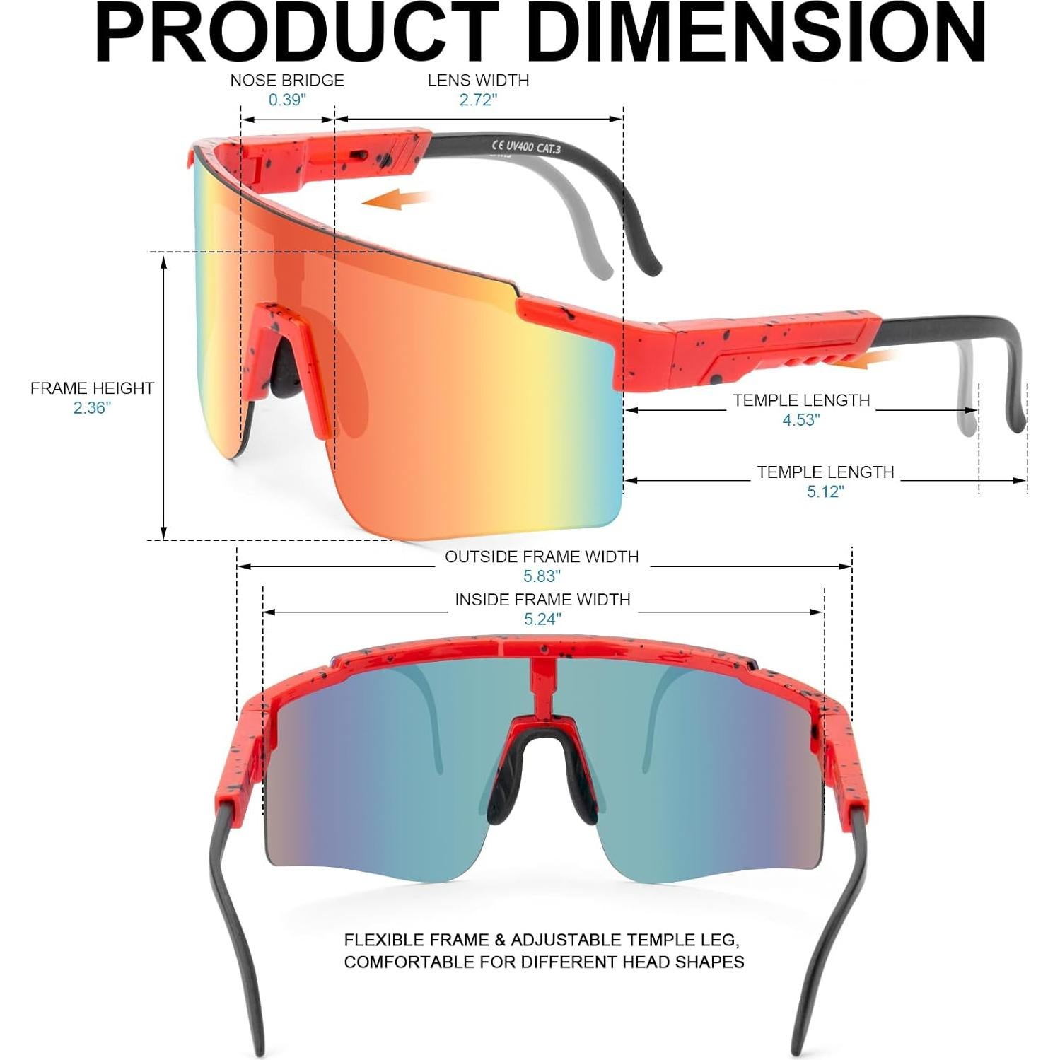 Gafas de Ciclismo Roibeao UV400 Ligeras y Cómodas