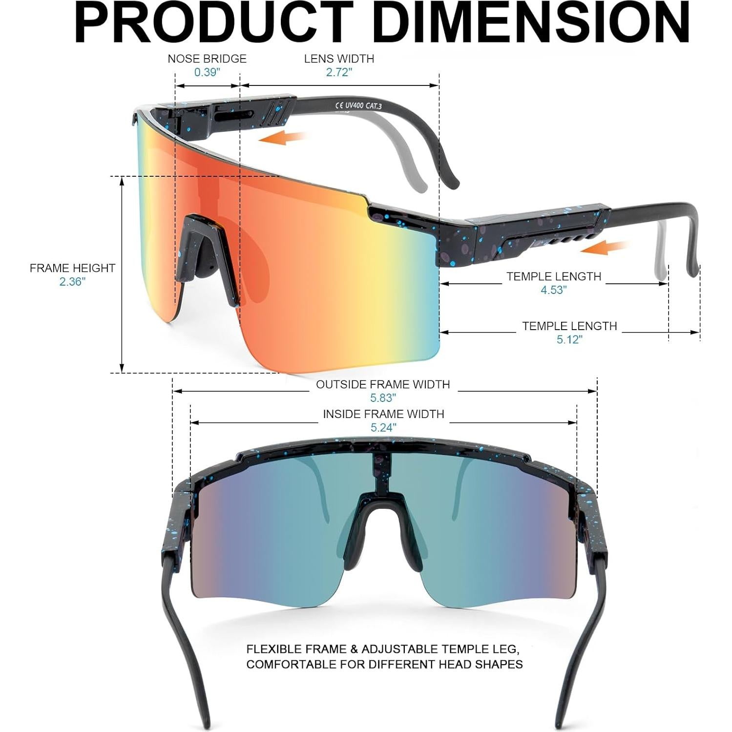 Gafas de Ciclismo Roibeao UV400 Ligeras Unisex Rojo y Negro