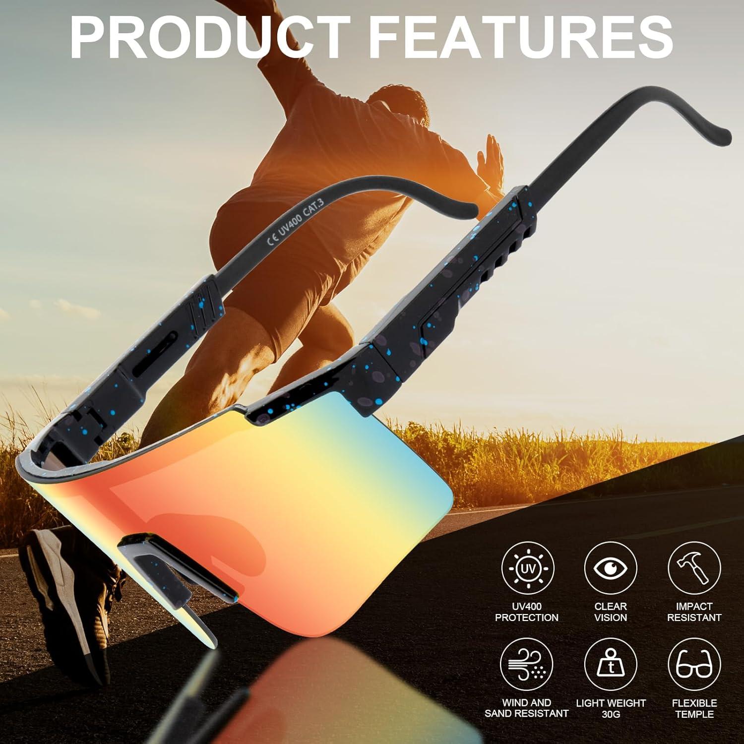 Gafas de Ciclismo Roibeao UV400 Ligeras Unisex Rojo y Negro